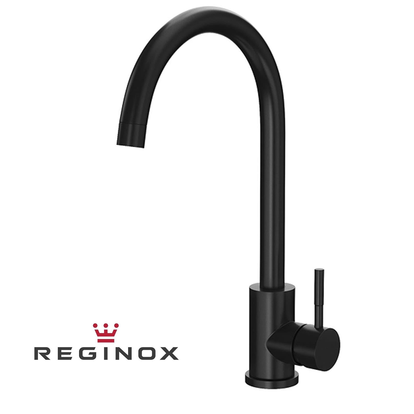 Reginox Taravo MB Single Lever Swan Neck Matt Black Kitchen Mixer Tap