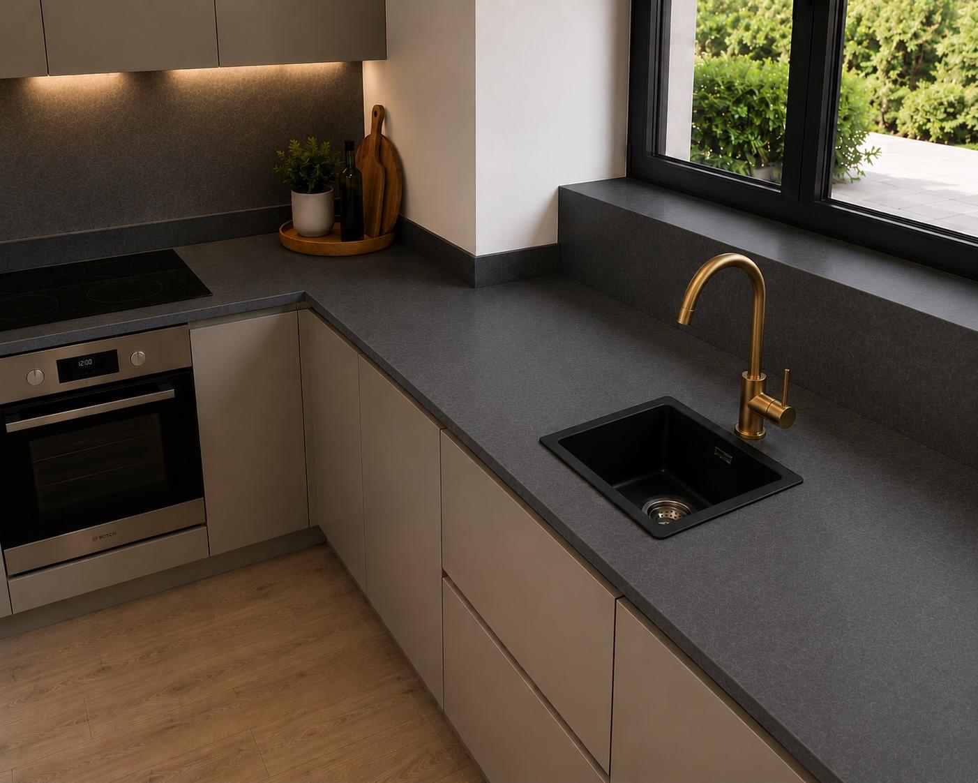 Liquida TD4040BL 1.0 Bowl Black Premium Bio Composite Kitchen Sink  450 x 450mm