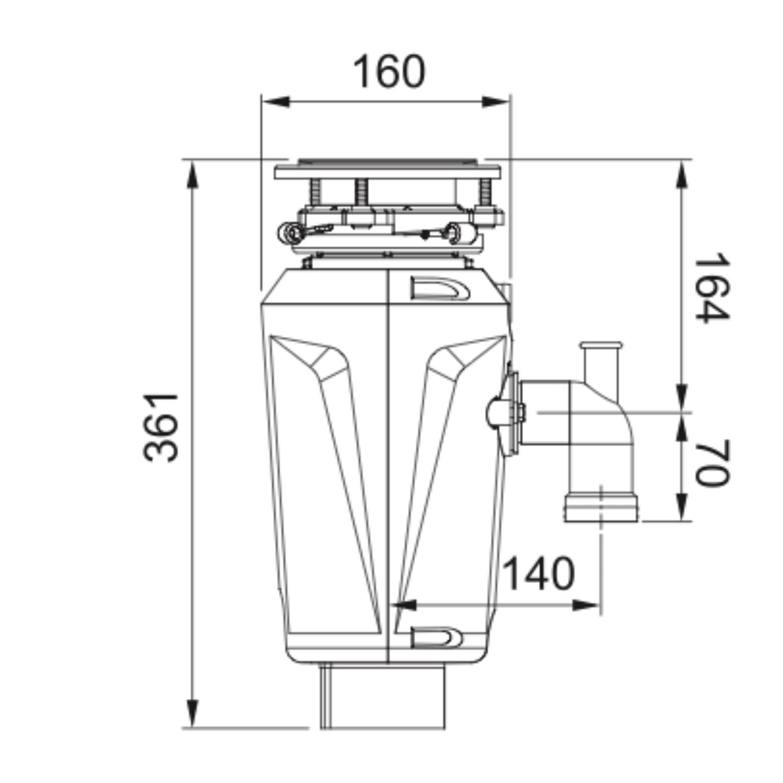 Franke TE-45S Elite Slimline 1/2 HP Kitchen Sink Food Waste Disposal Unit