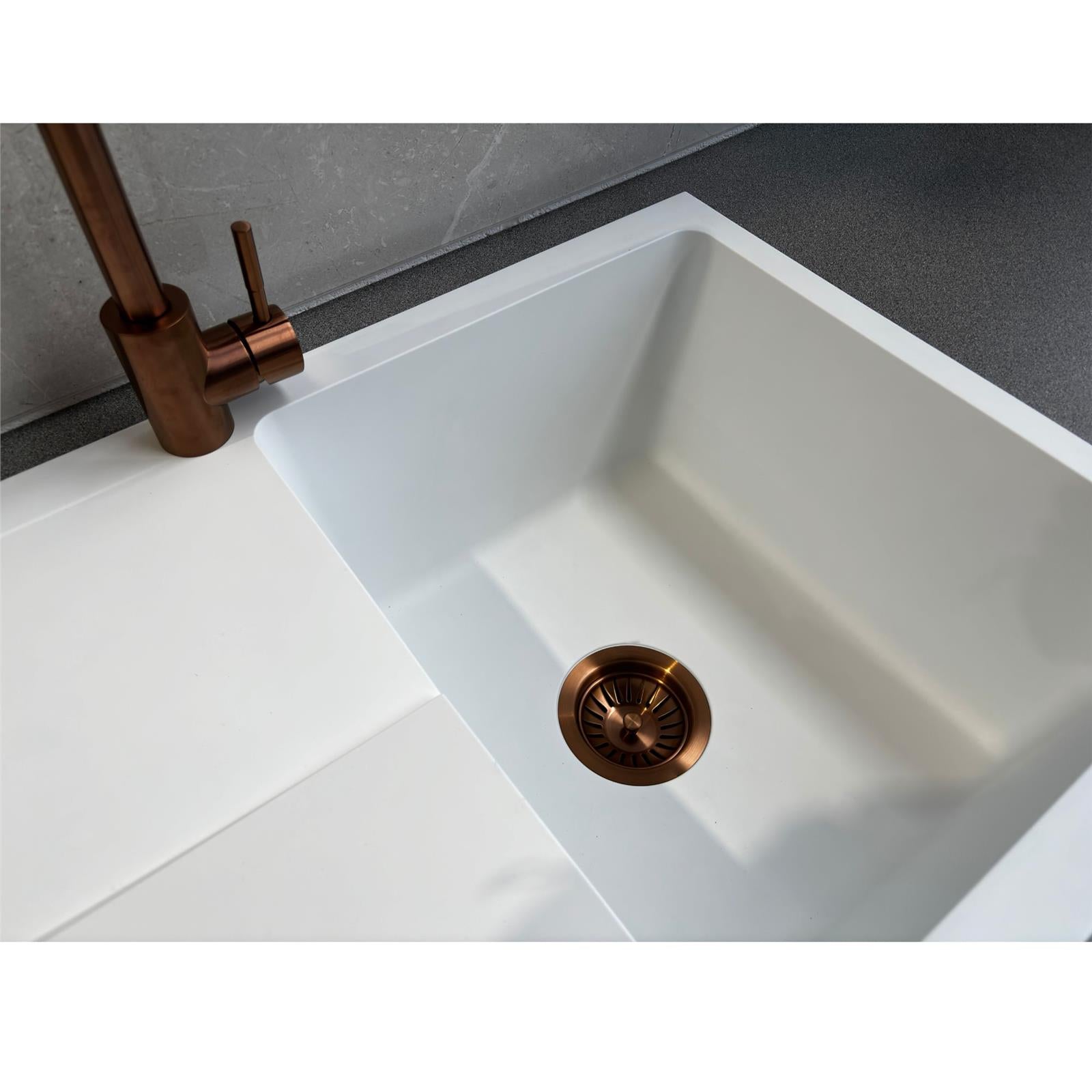 Liquida TEC860WH 1.0 Bowl Composite Reversible White Kitchen Sink And Waste Kit