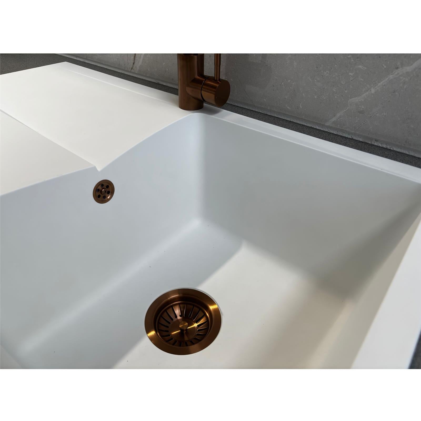 Liquida TEC860WH 1.0 Bowl Composite Reversible White Kitchen Sink And Waste Kit