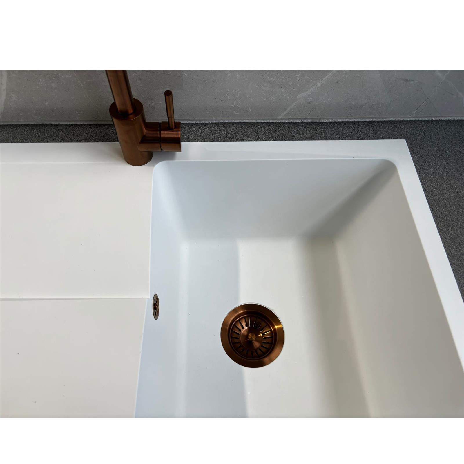 Liquida TEC860WH 1.0 Bowl Composite Reversible White Kitchen Sink And Waste Kit