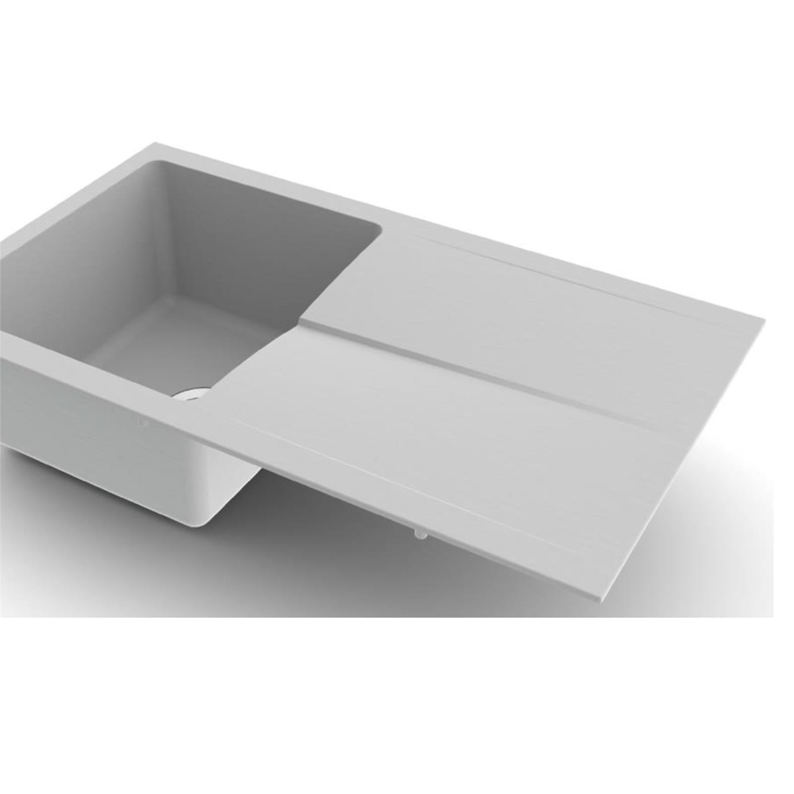 Liquida TEC860WH 1.0 Bowl Composite Reversible White Kitchen Sink And Waste Kit