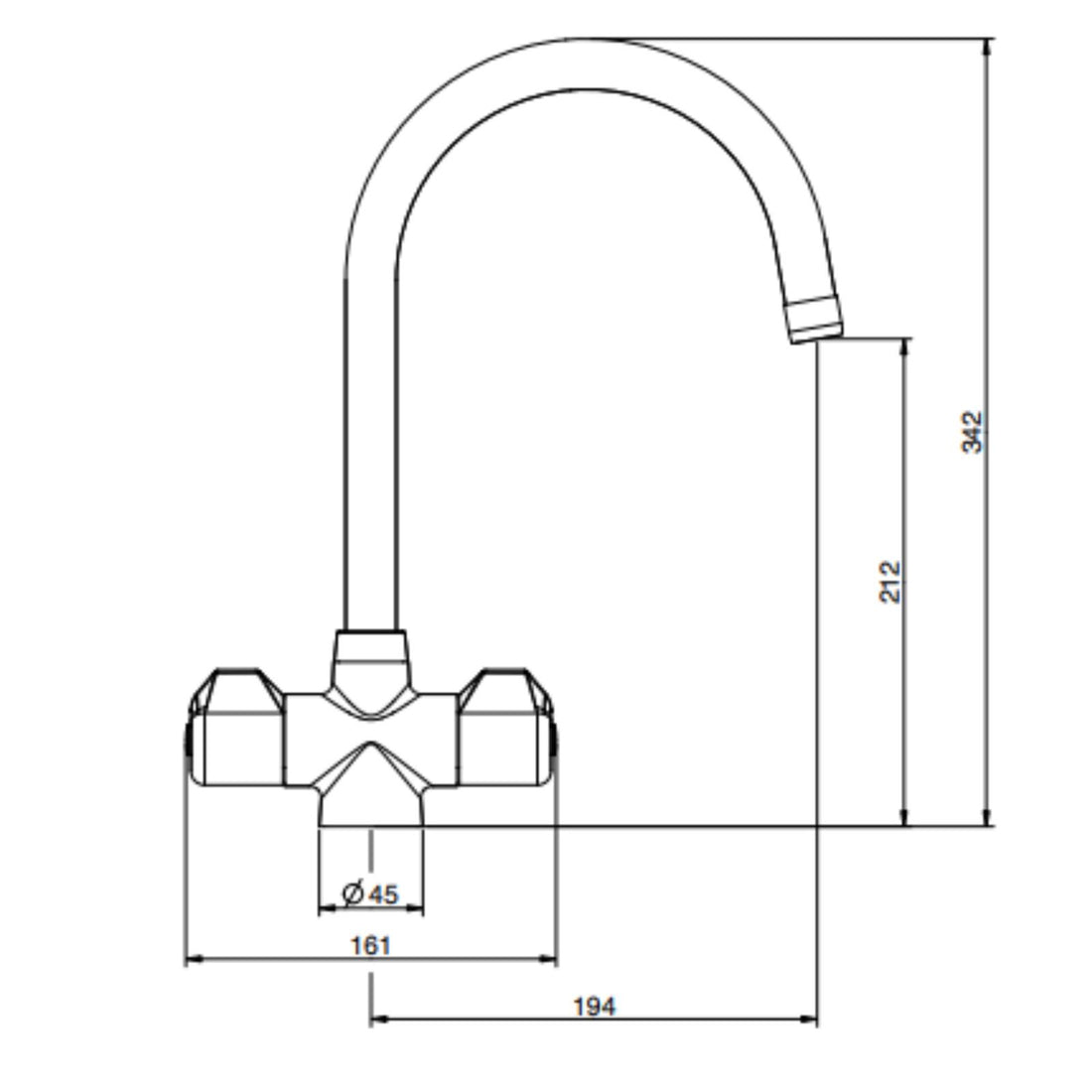 Franke Danube J Spout Traditional Twin Lever Chrome Kitchen Mixer Tap - GRADED