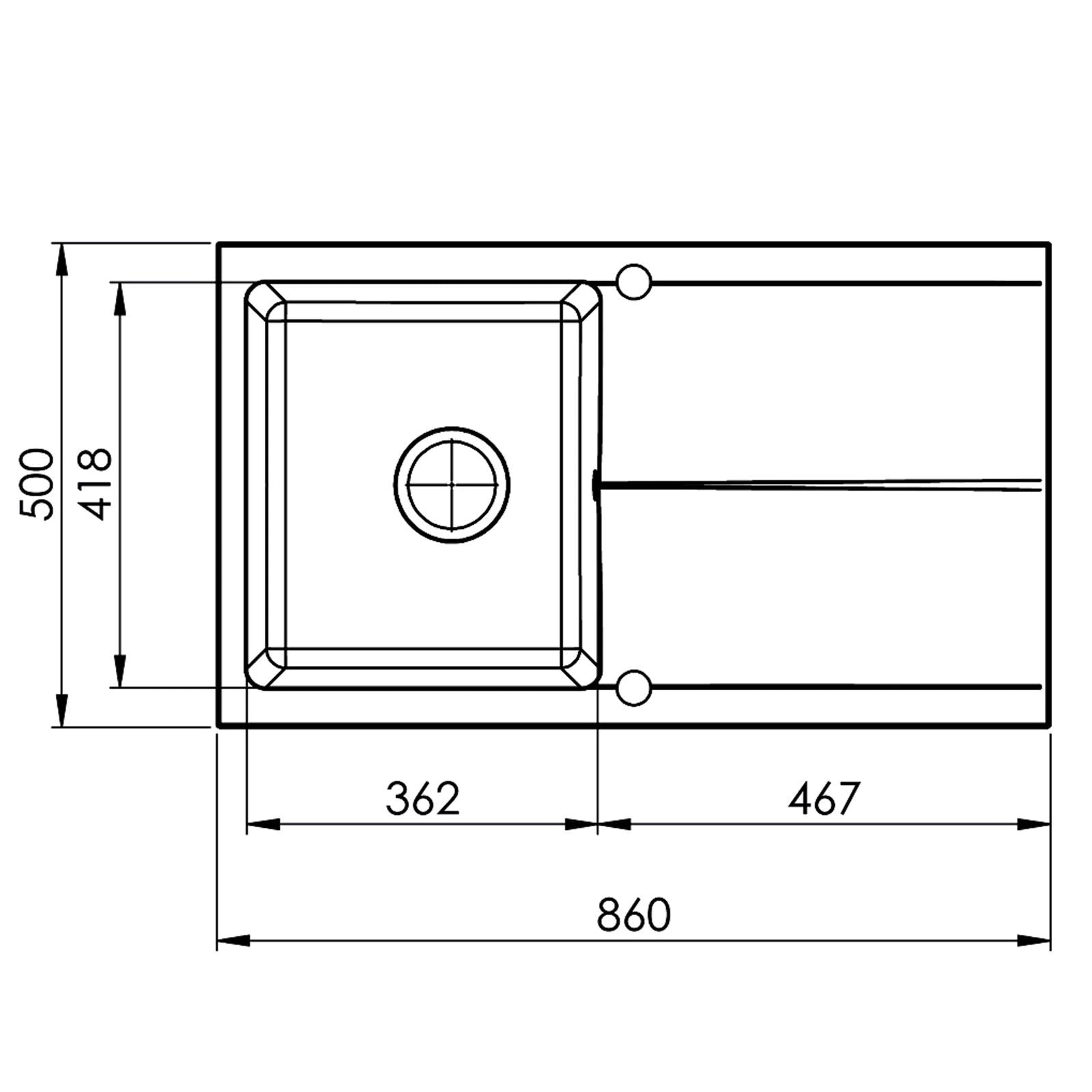 Liquida TEC860BL 1.0 Bowl Composite Reversible Black Kitchen Sink 860x500mm