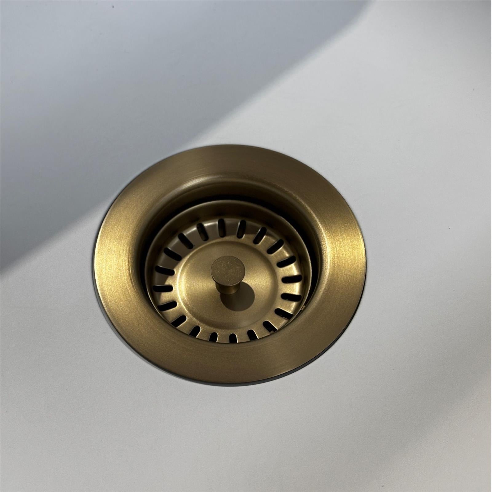 Liquida TFO737BR TOP-FIX  90mm Brushed Brass Basket Strainer Waste With Overflow