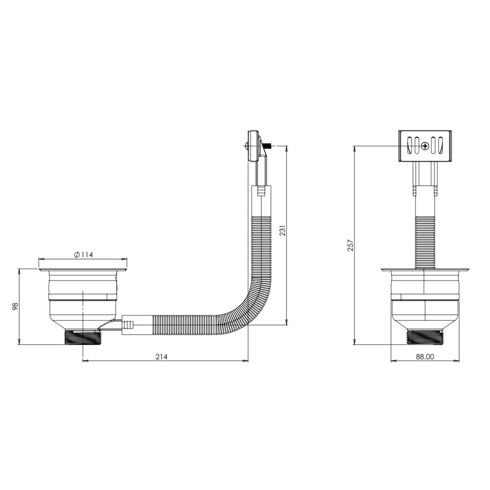 Liquida TFO739MB TOP-FIX  90mm Matt Black Basket Strainer Waste With Overflow