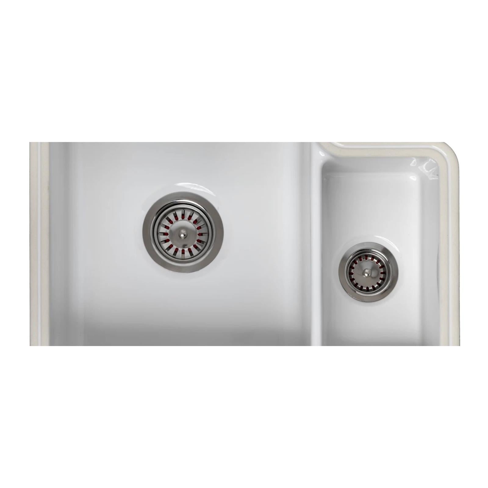 Reginox Tuscany II Undermount White Ceramic 1.5 Bowl Kitchen Sink With Wastes