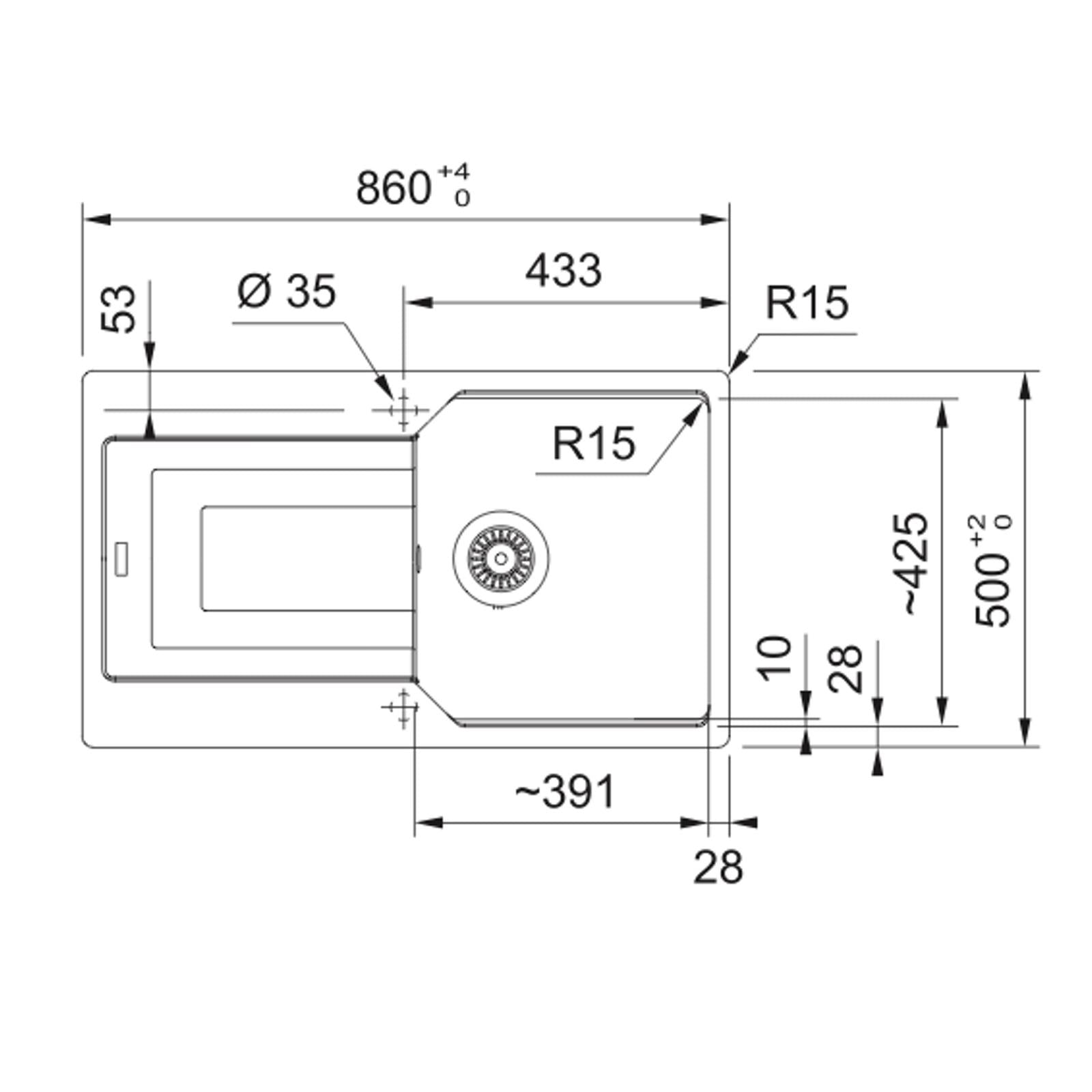 Franke UBG611-86MB Urban 1.0 Bowl FraGranite Reversible Matt Black Kitchen Sink