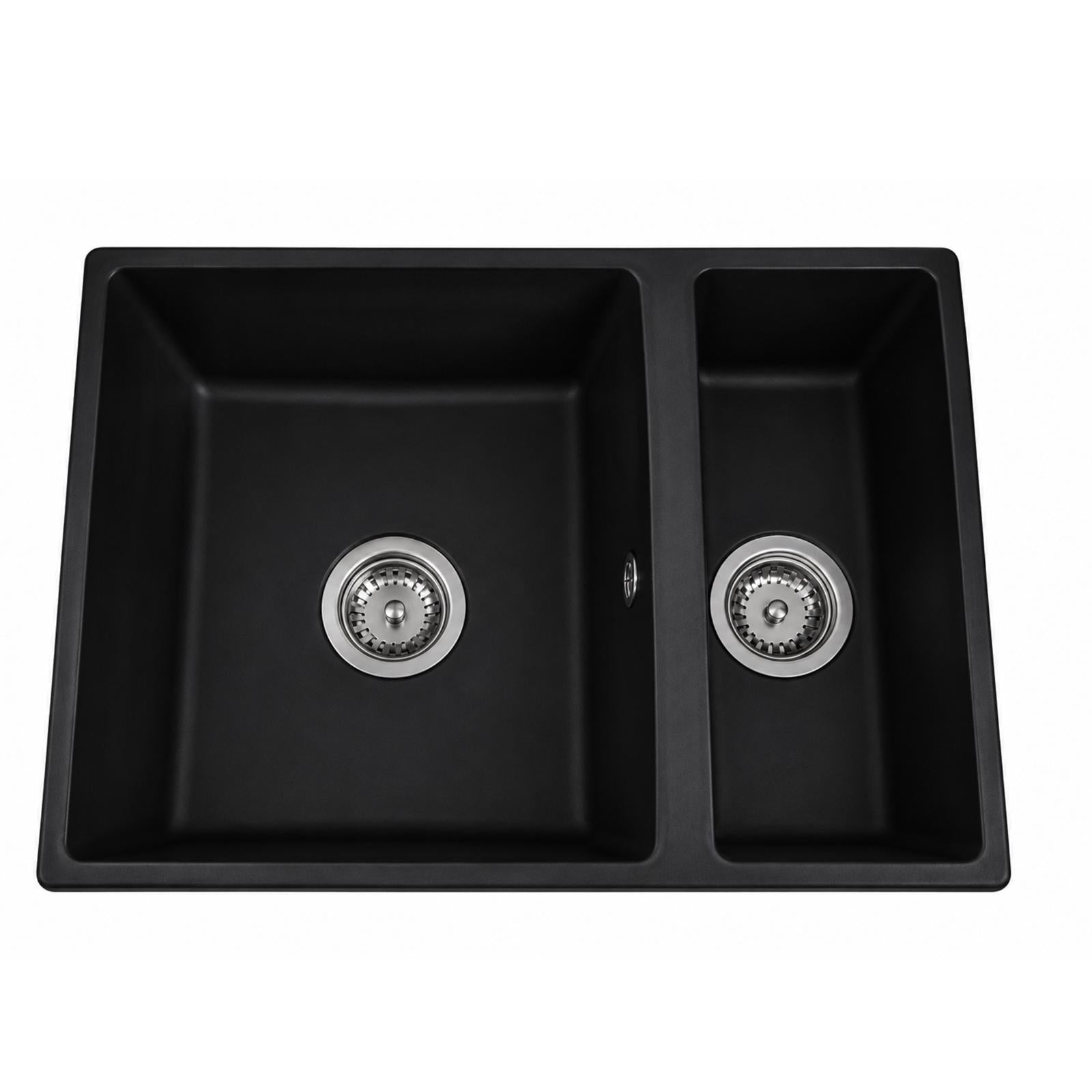 Liquida UND15BL 1.5 Bowl Black Kitchen Sink, Undermount or Inset Fitting