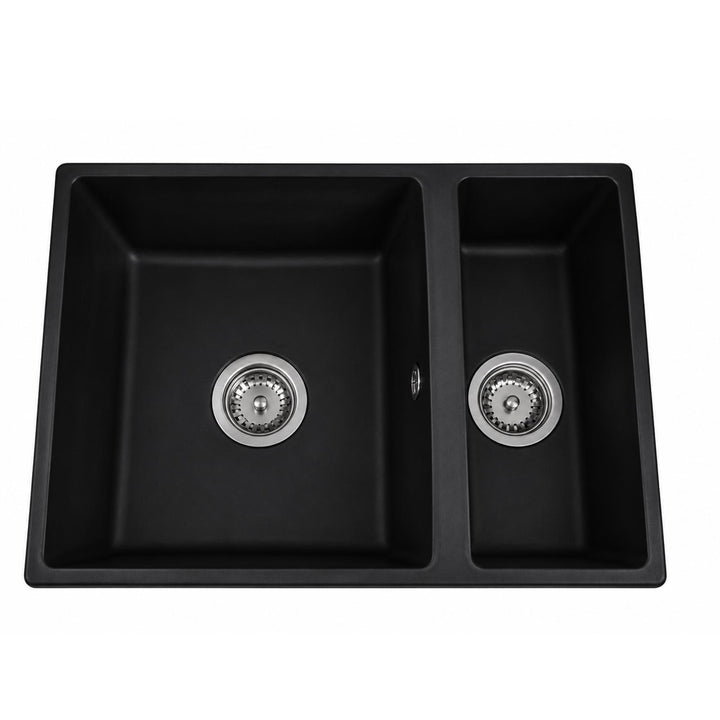 Liquida UND15BL 1.5 Bowl Black Kitchen Sink, Undermount or Inset Fitting