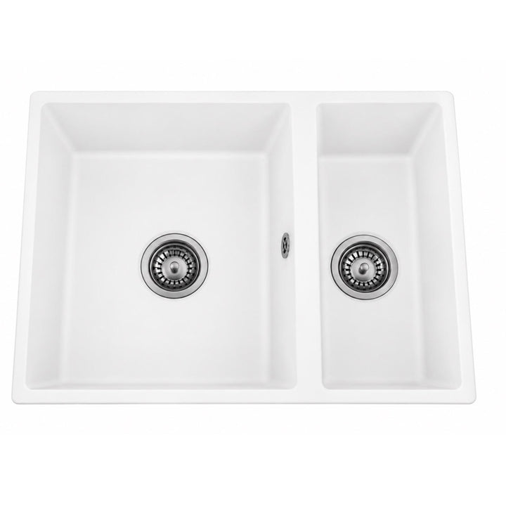 Liquida UND15WH 1.5 Bowl White Kitchen Sink, Undermount or Inset Fitting