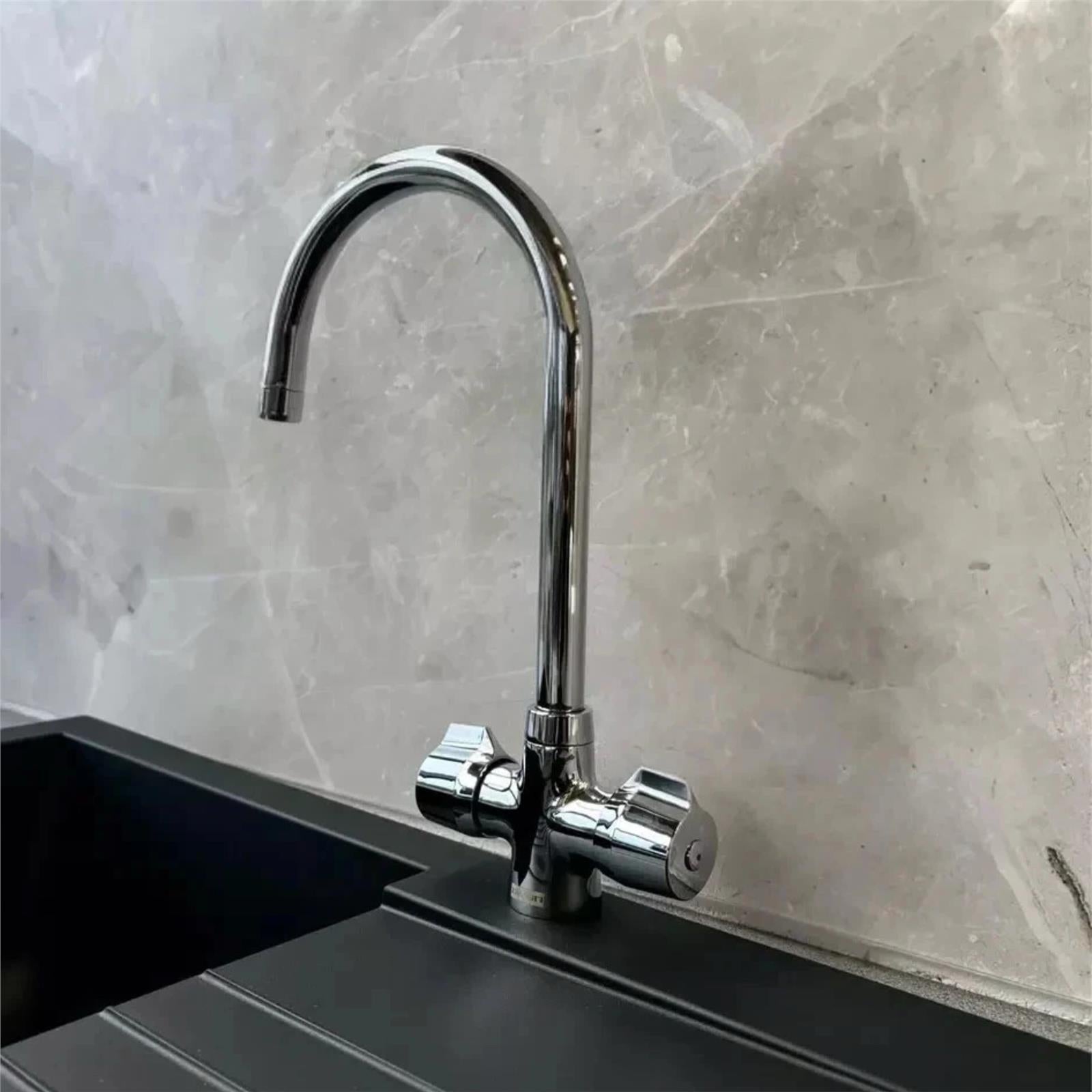Franke Danube J Spout Traditional Twin Lever Chrome Kitchen Mixer Tap - GRADED