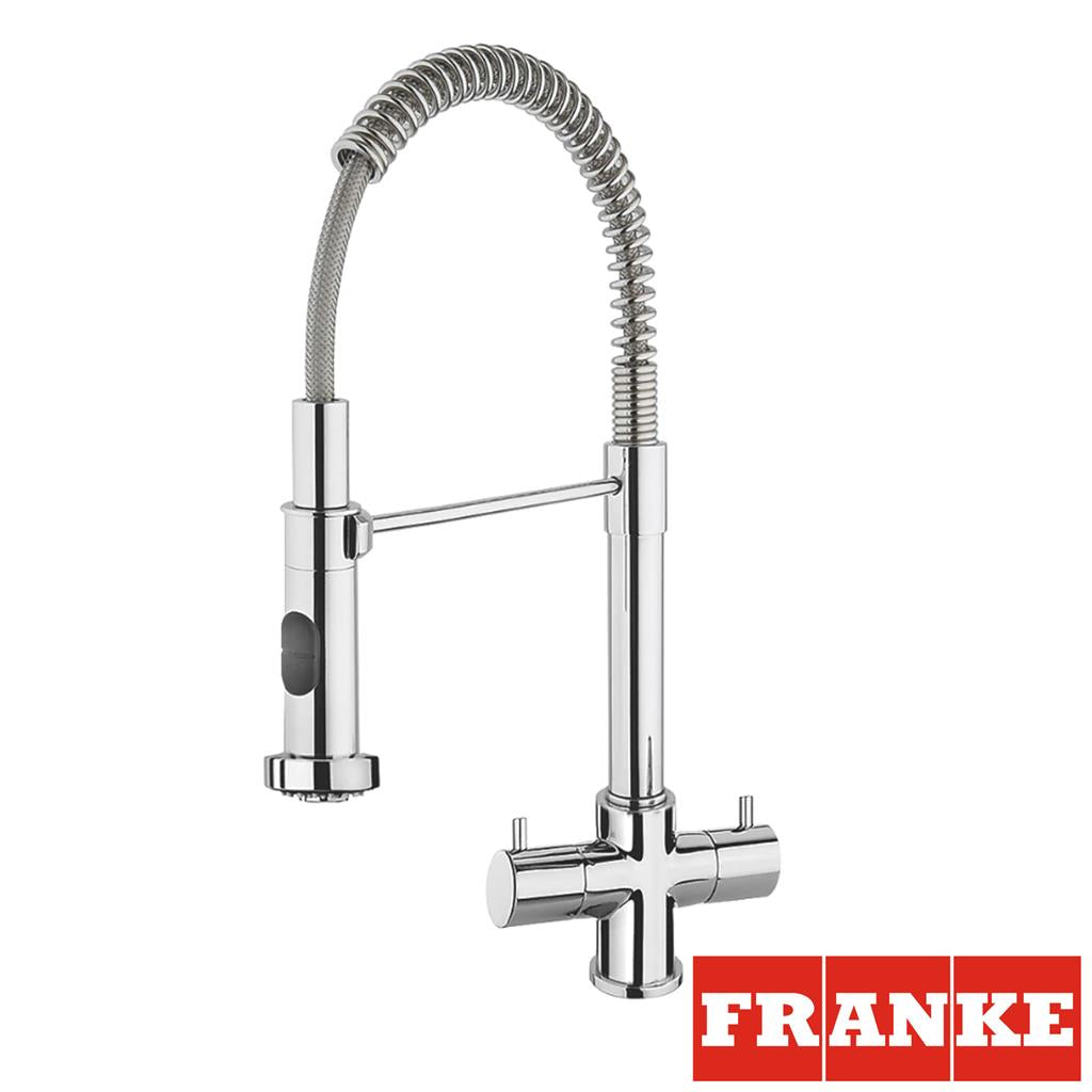 Franke Varzo Pull Out Mono Mixer Quarter Turn Twin Lever Chrome Kitchen Tap