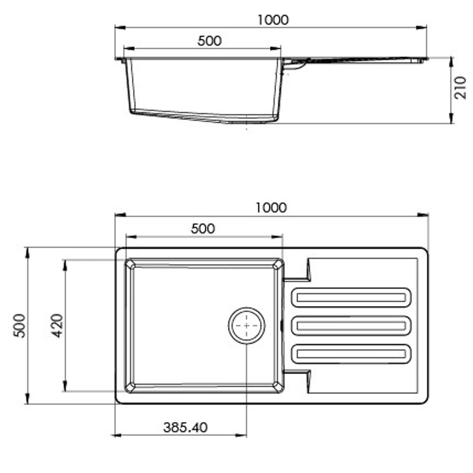 Liquida VG10WH 1.0 Bowl Composite Reversible Inset White Kitchen 1000x500mm