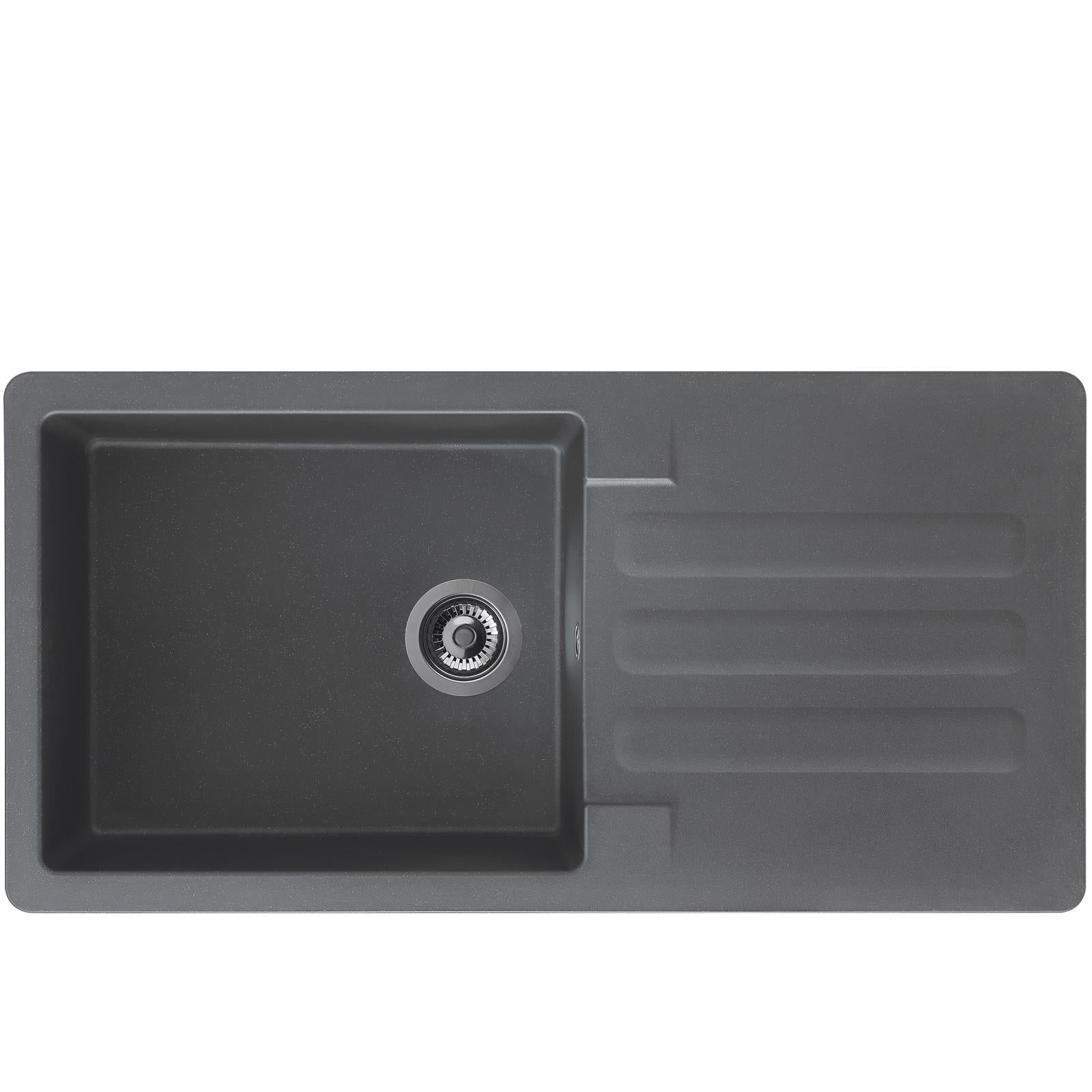 Liquida VG10GR 1.0 Bowl Composite Inset Reversible Grey Kitchen Sink With Waste