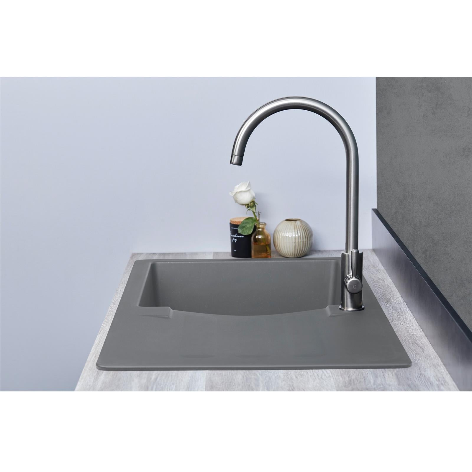 Liquida VG10GR 1.0 Bowl Composite Inset Reversible Grey Kitchen Sink With Waste