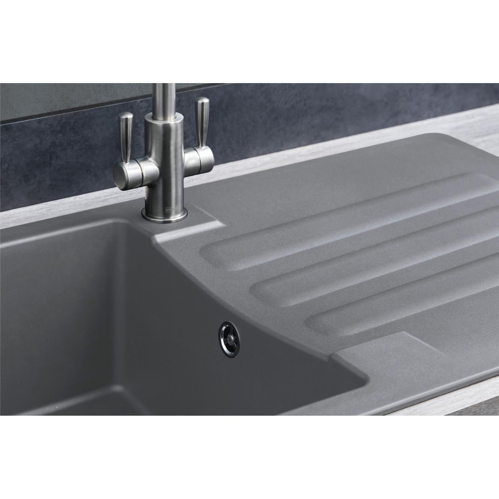 Liquida VG10GR 1.0 Bowl Composite Inset Reversible Grey Kitchen Sink With Waste