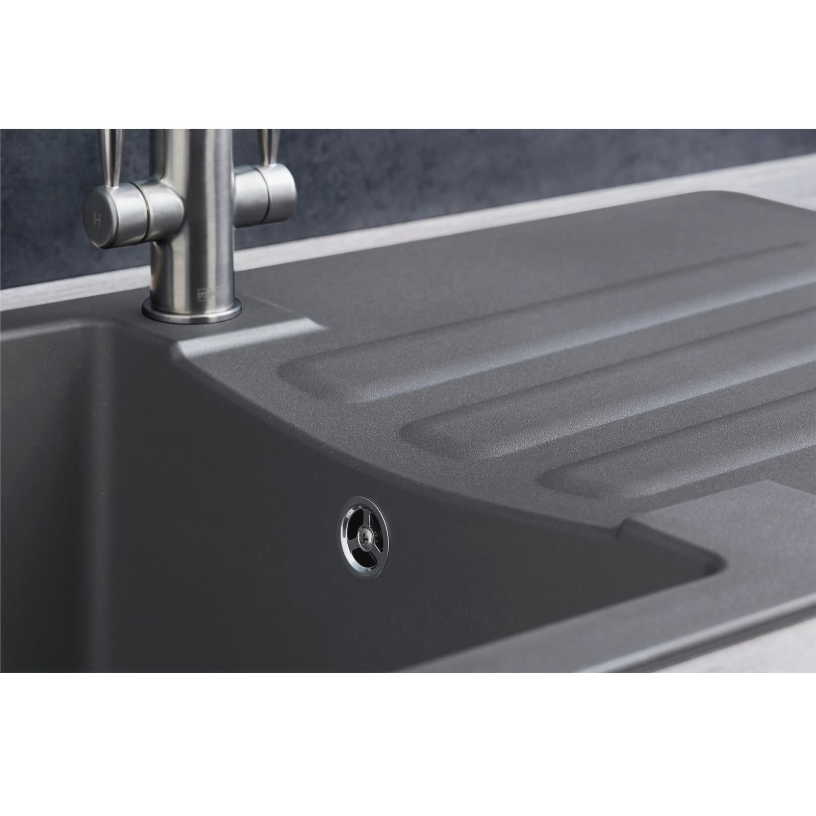 Liquida VG10GR 1.0 Bowl Composite Inset Reversible Grey Kitchen Sink With Waste