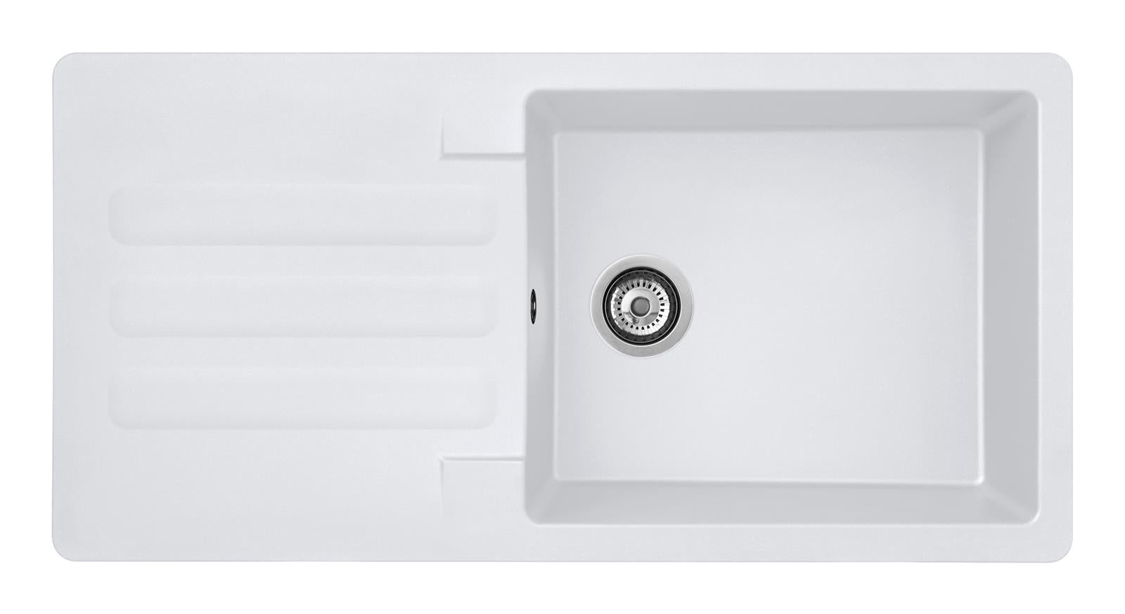 Liquida VG10WH 1.0 Bowl Composite Reversible Inset White Kitchen Sink With Waste