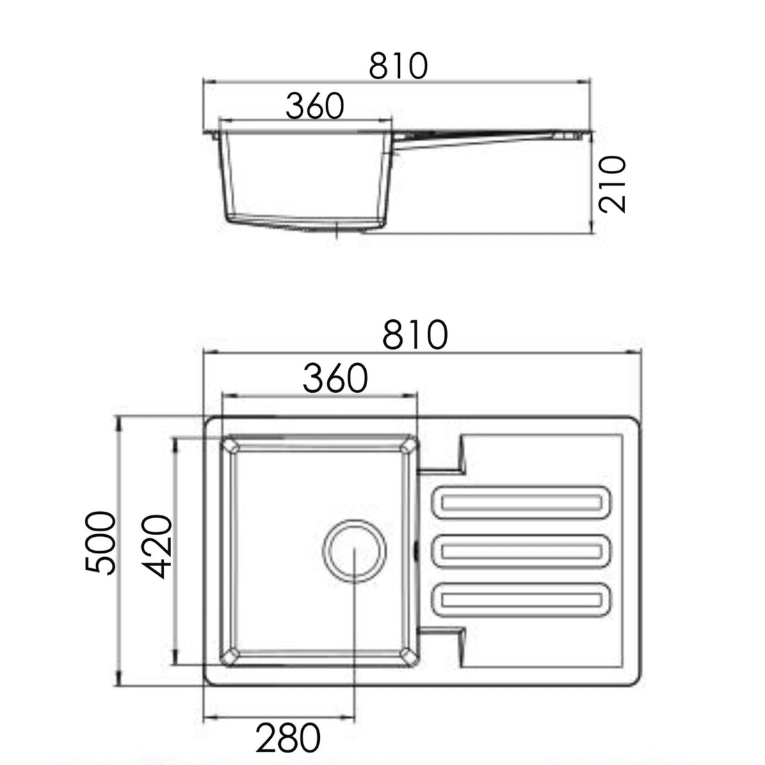 Liquida VG5WH 1.0 Bowl Composite Reversible Inset White Kitchen Sink With Waste