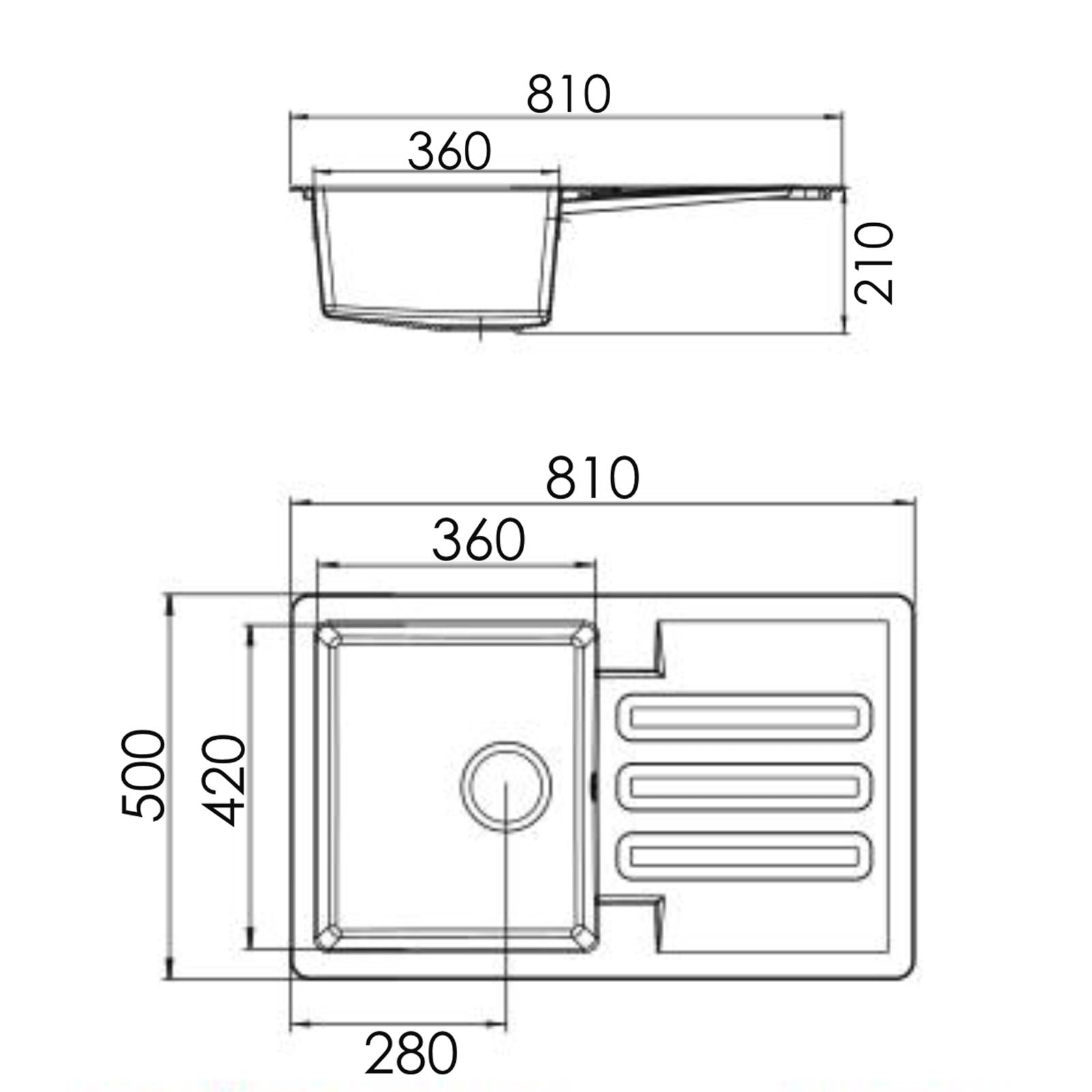 Liquida VG5GR 1.0 Bowl Composite Reversible Inset Grey Kitchen Sink With Waste