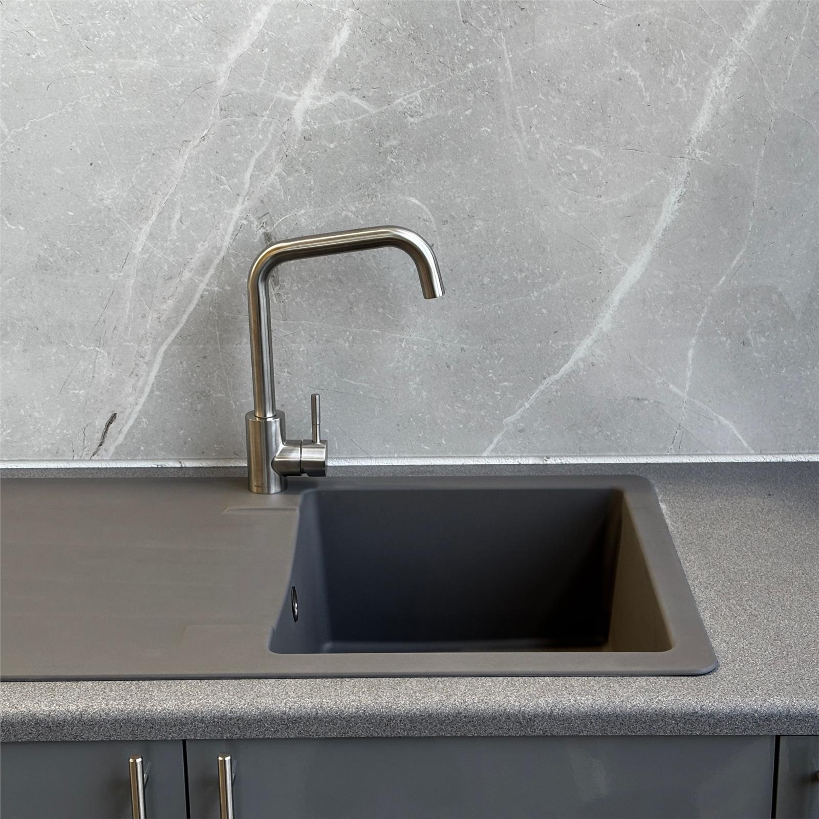 Liquida VG5GR 1.0 Bowl Composite Reversible Inset Grey Kitchen Sink With Waste