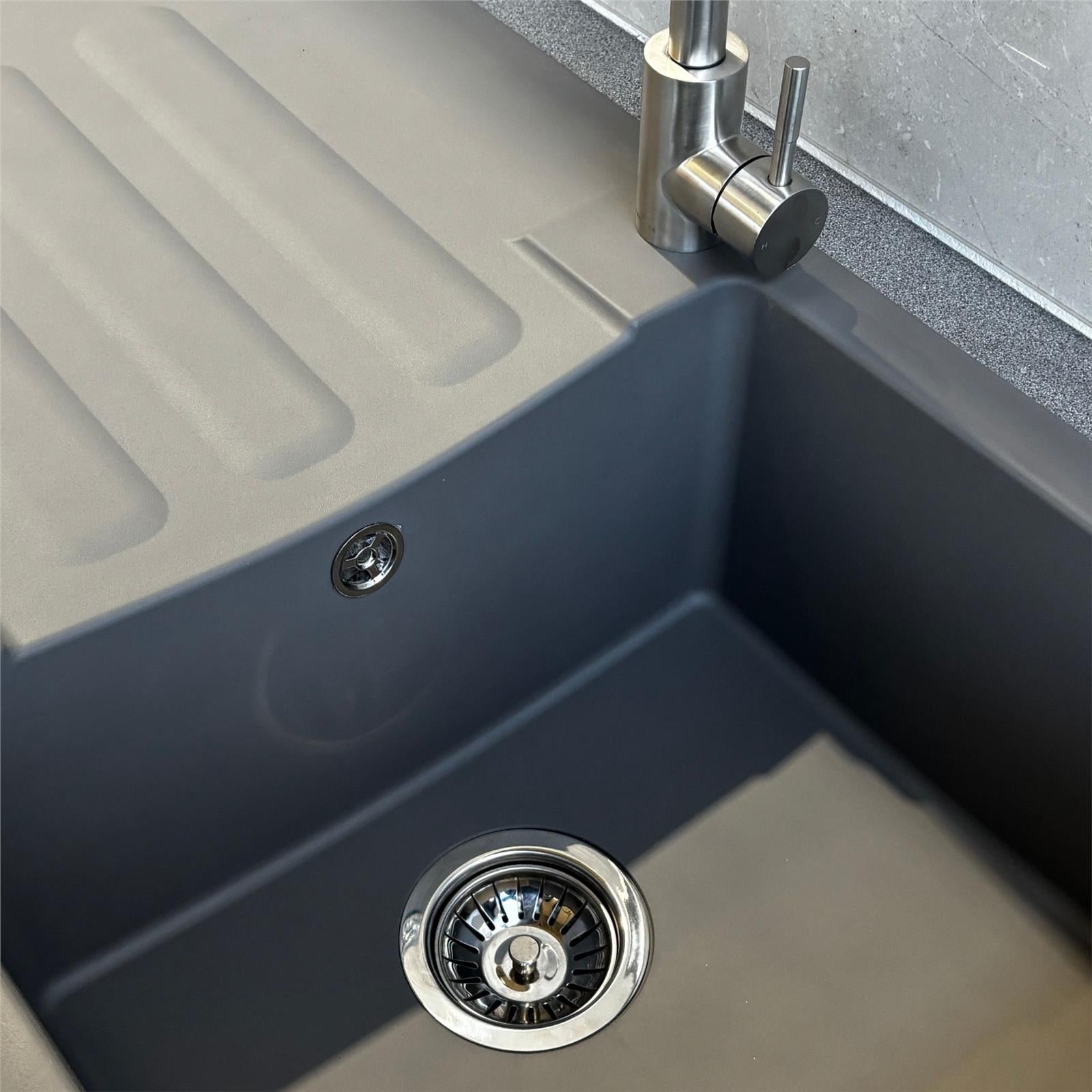 Liquida VG5GR 1.0 Bowl Composite Reversible Inset Grey Kitchen Sink With Waste