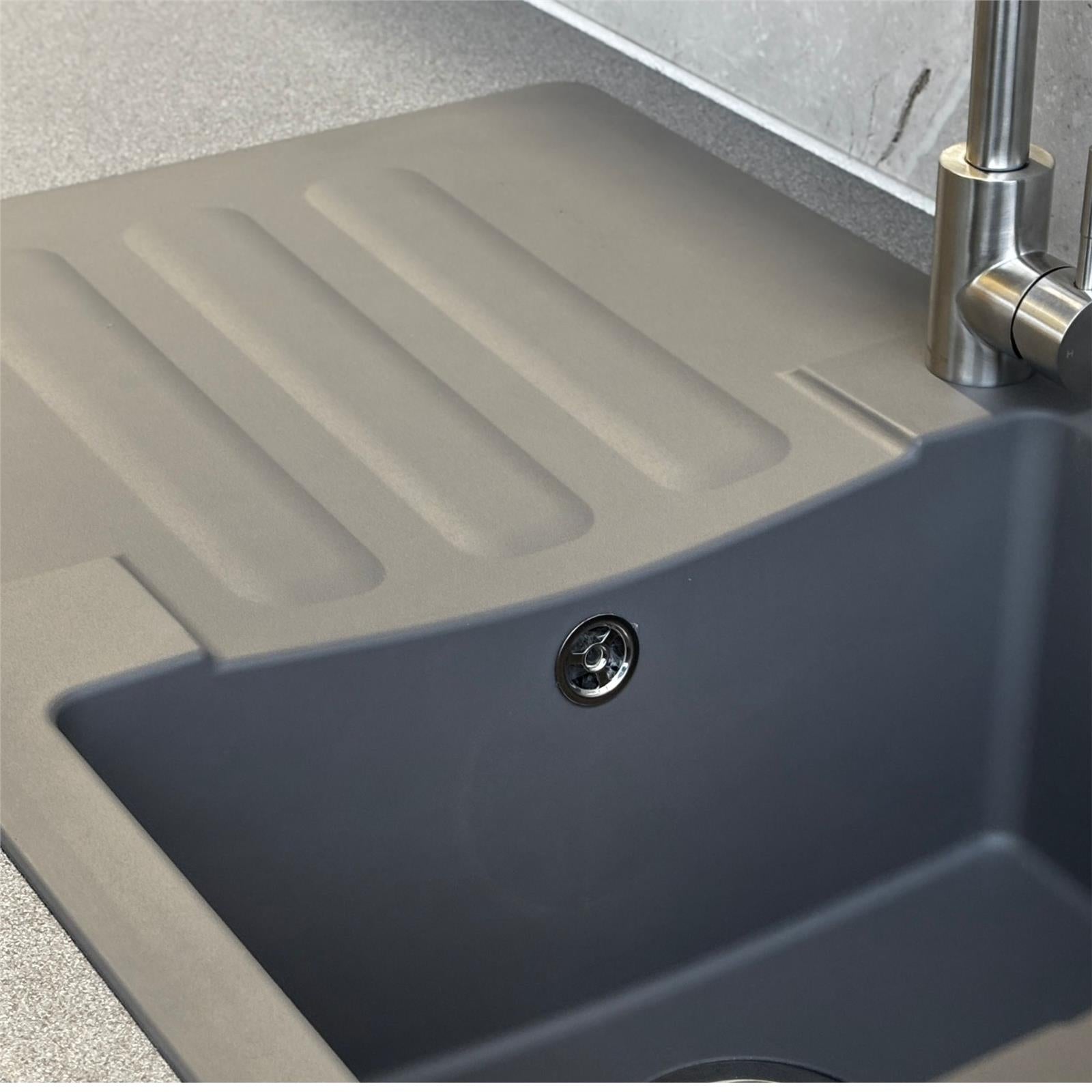 Liquida VG5GR 1.0 Bowl Composite Reversible Inset Grey Kitchen Sink With Waste