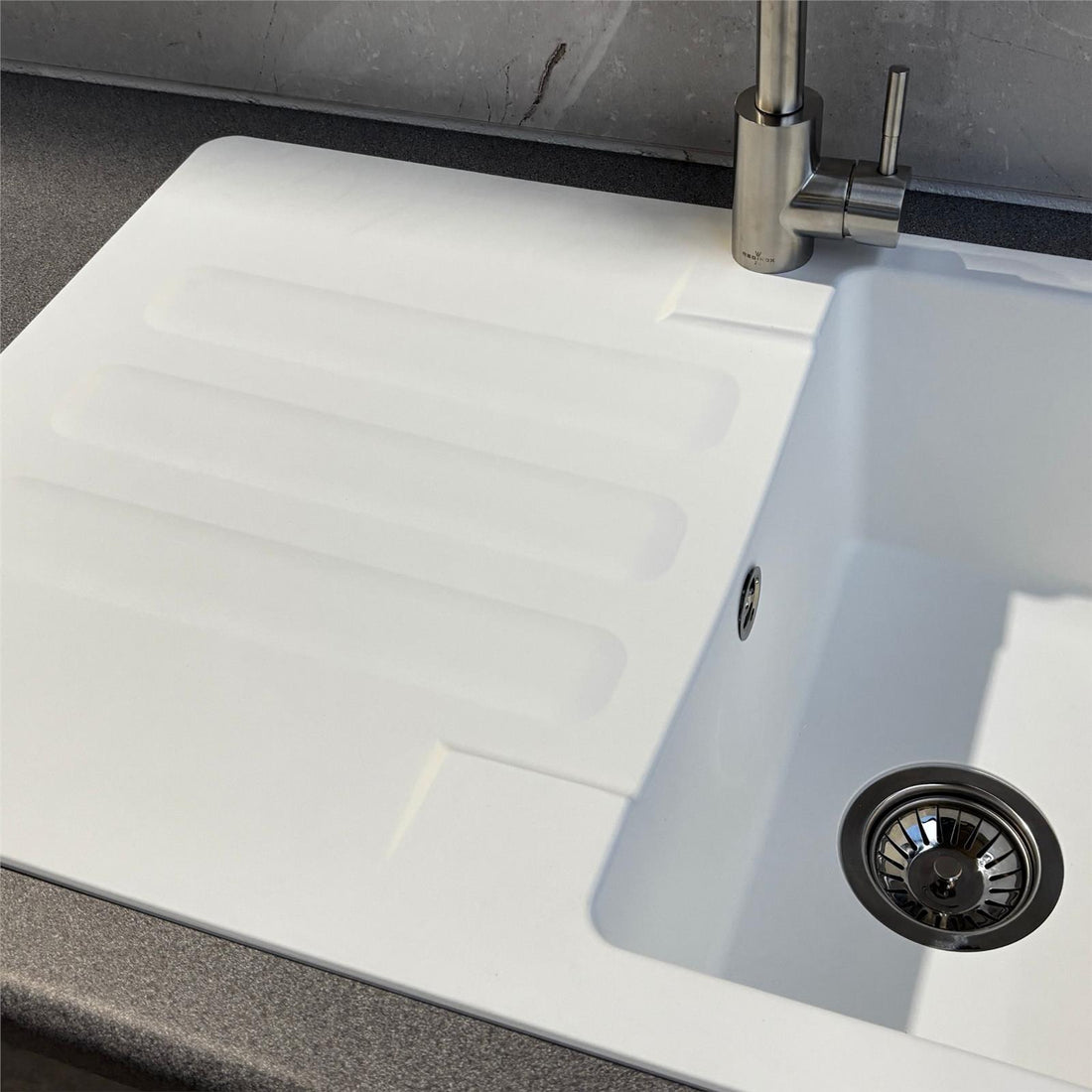 Liquida VG5WH 1.0 Bowl Composite Reversible Inset White Kitchen Sink With Waste