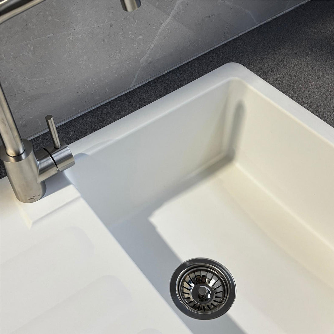 Liquida VG5WH 1.0 Bowl Composite Reversible Inset White Kitchen Sink With Waste