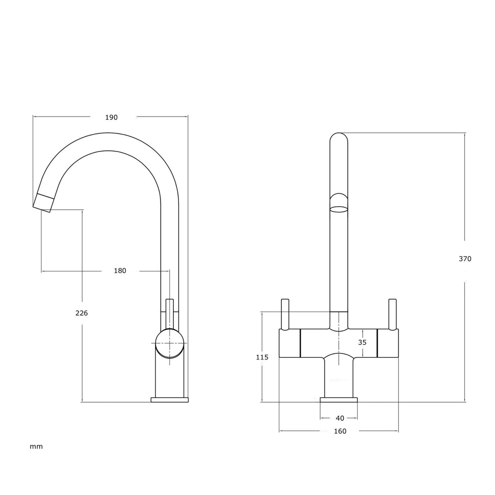 Liquida EUL15SS 1.5 Bowl Reversible Stainless Steel Kitchen Sink & W03CH Tap