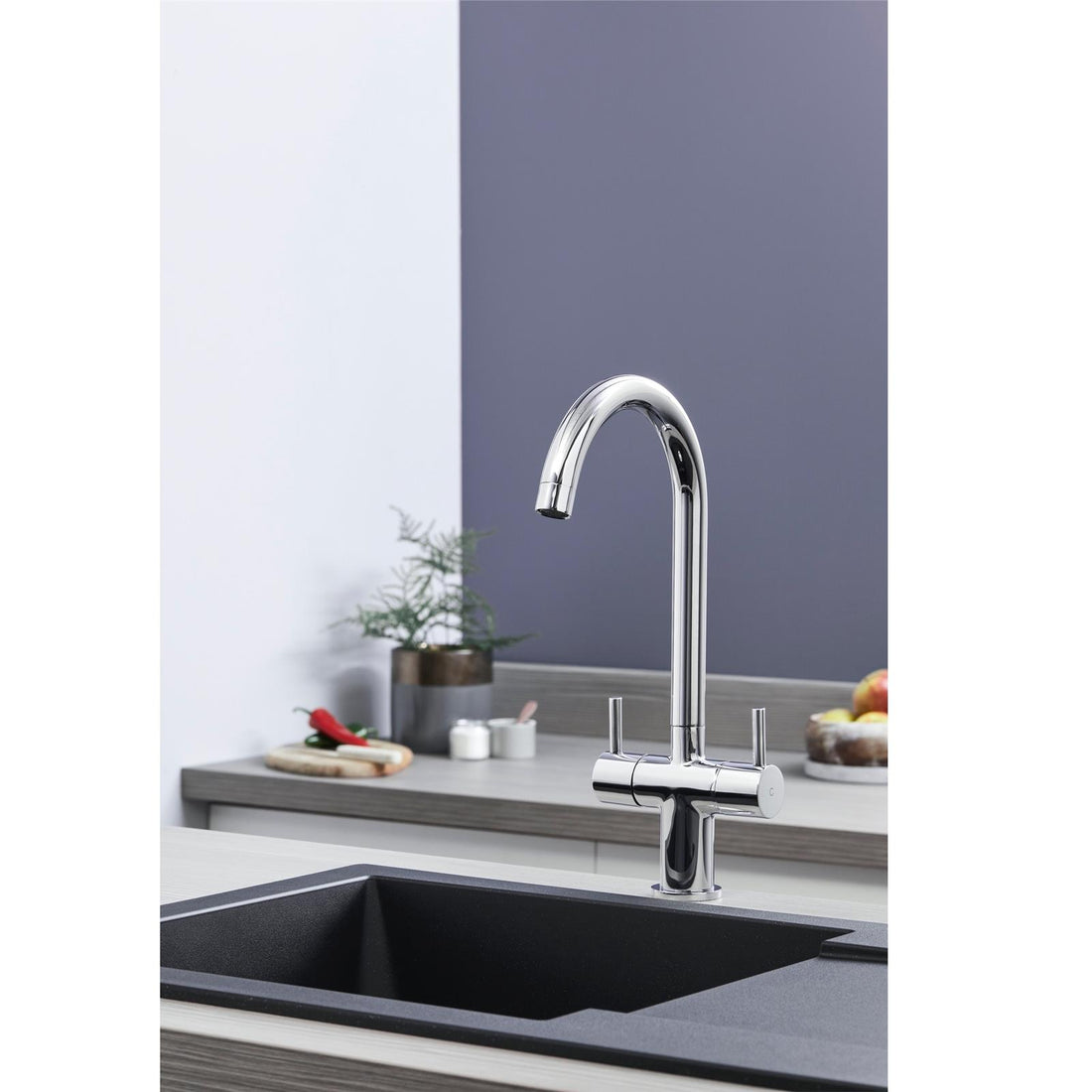 Liquida EUL15SS 1.5 Bowl Reversible Stainless Steel Kitchen Sink & W03CH Tap
