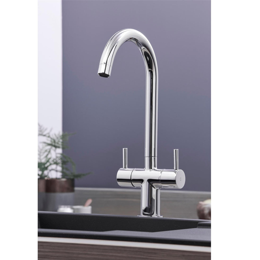 Liquida EUL15SS 1.5 Bowl Reversible Stainless Steel Kitchen Sink & W03CH Tap