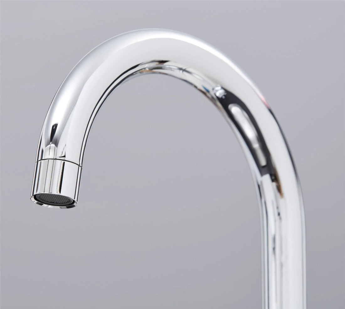 Liquida W03CH Chrome Swan Neck Swivel Spout Twin Lever Kitchen Mixer Tap