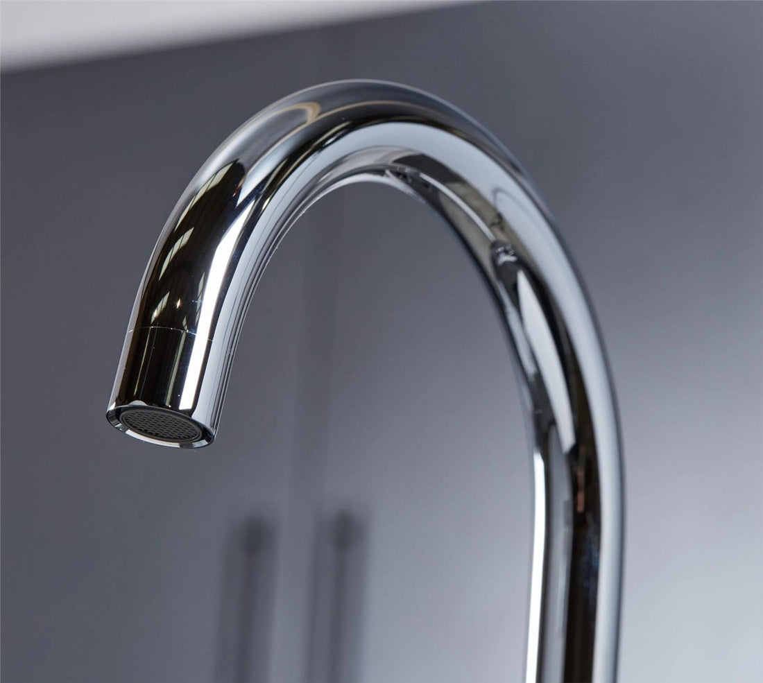 Liquida W03CH Chrome Swan Neck Swivel Spout Twin Lever Kitchen Mixer Tap