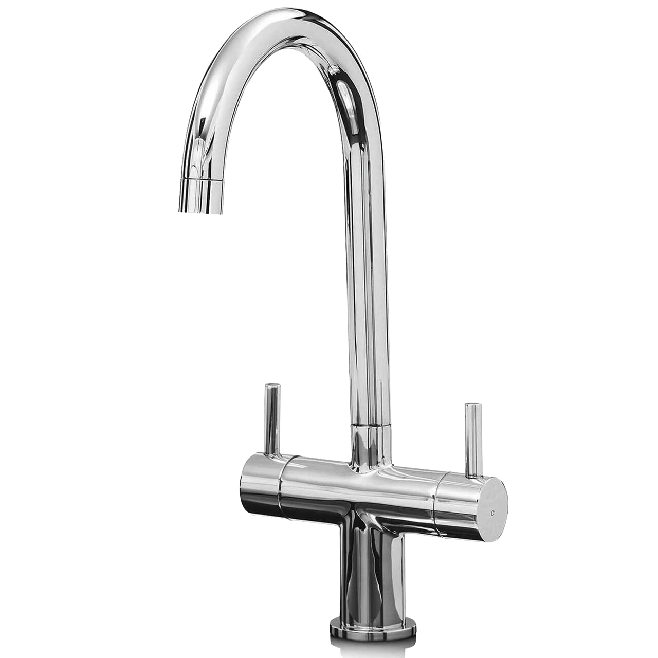Liquida W03CH Swan Neck Swivel Spout Twin Lever Chrome Kitchen Mixer Tap