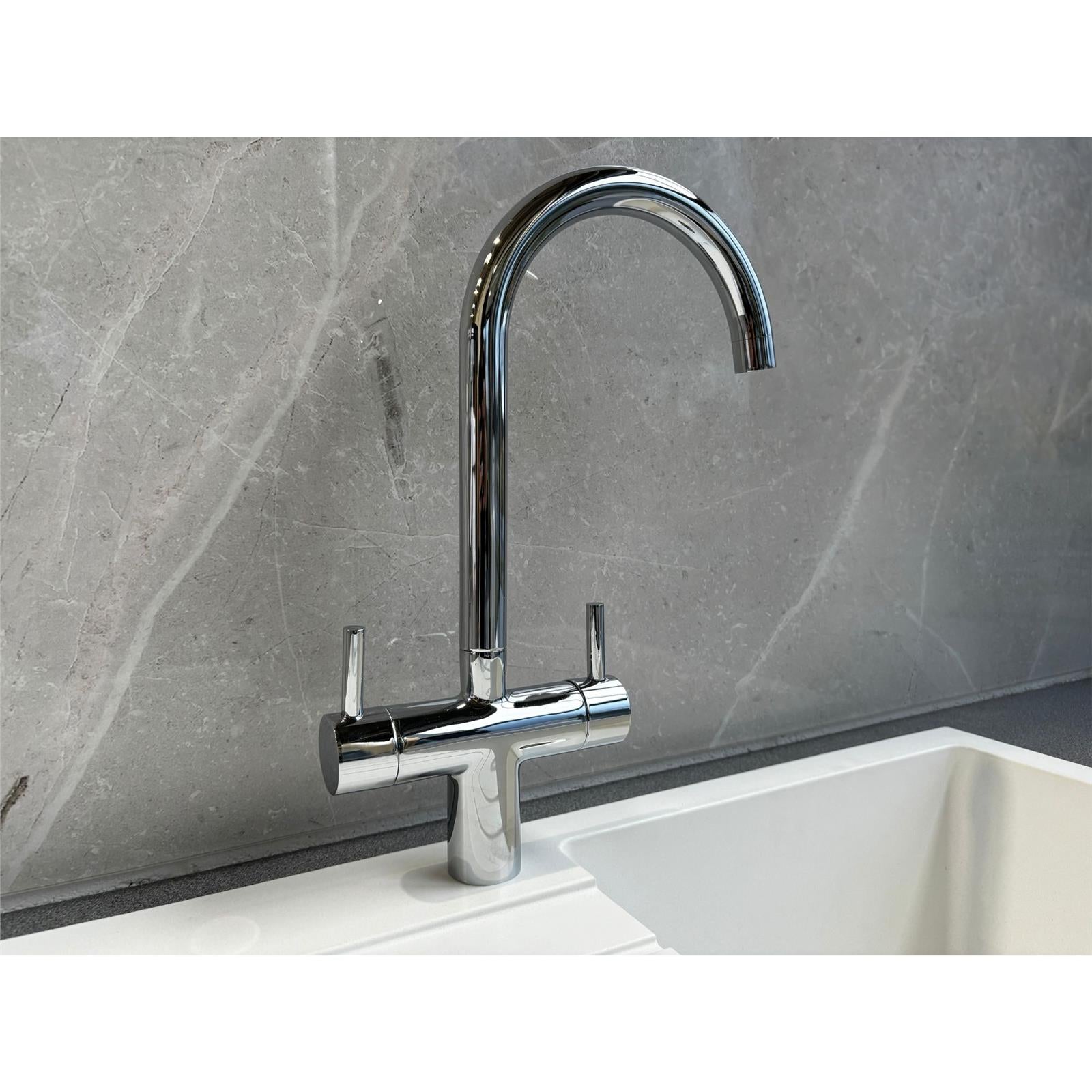 Liquida EUL15SS 1.5 Bowl Reversible Stainless Steel Kitchen Sink & W03CH Tap