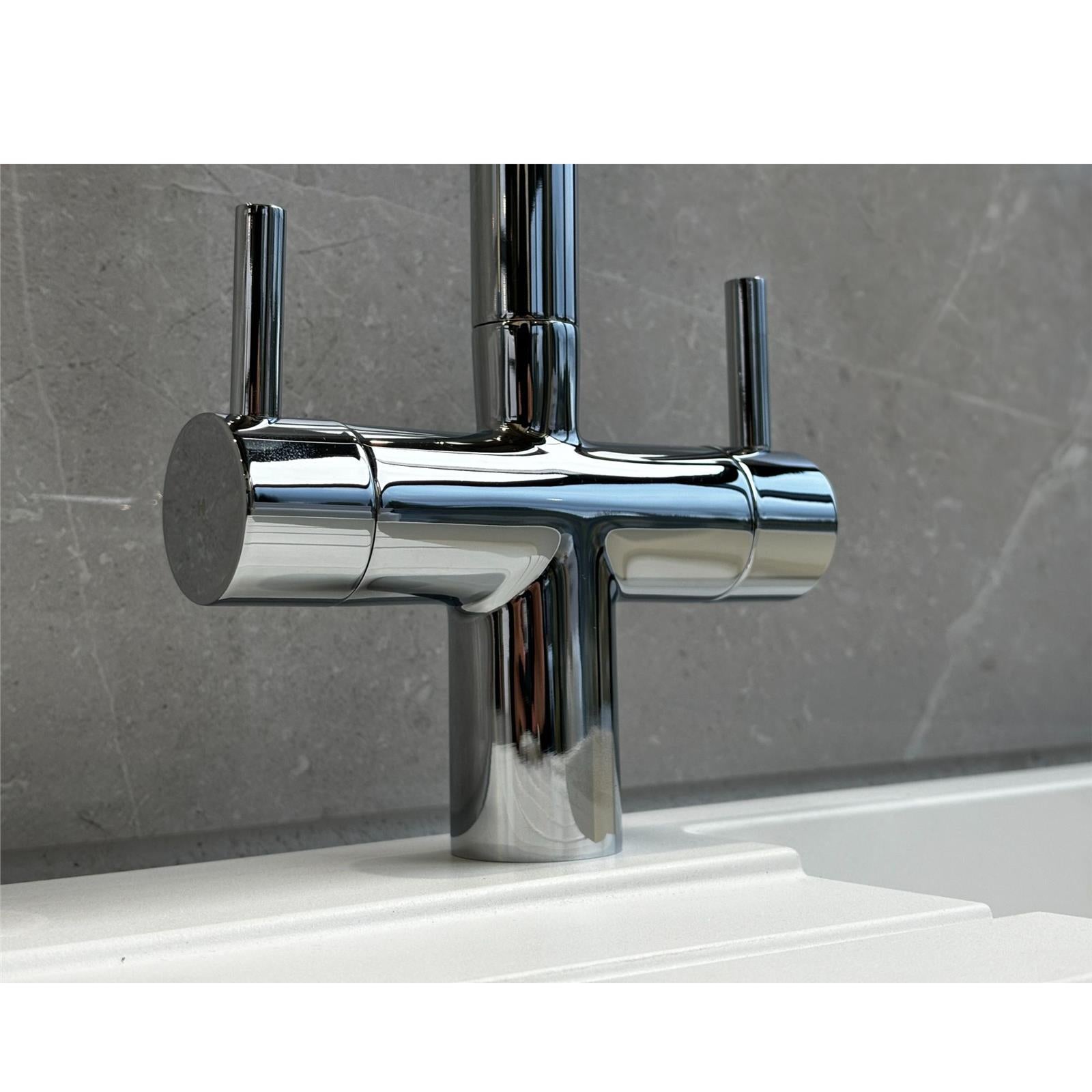 Liquida EUL15SS 1.5 Bowl Reversible Stainless Steel Kitchen Sink & W03CH Tap