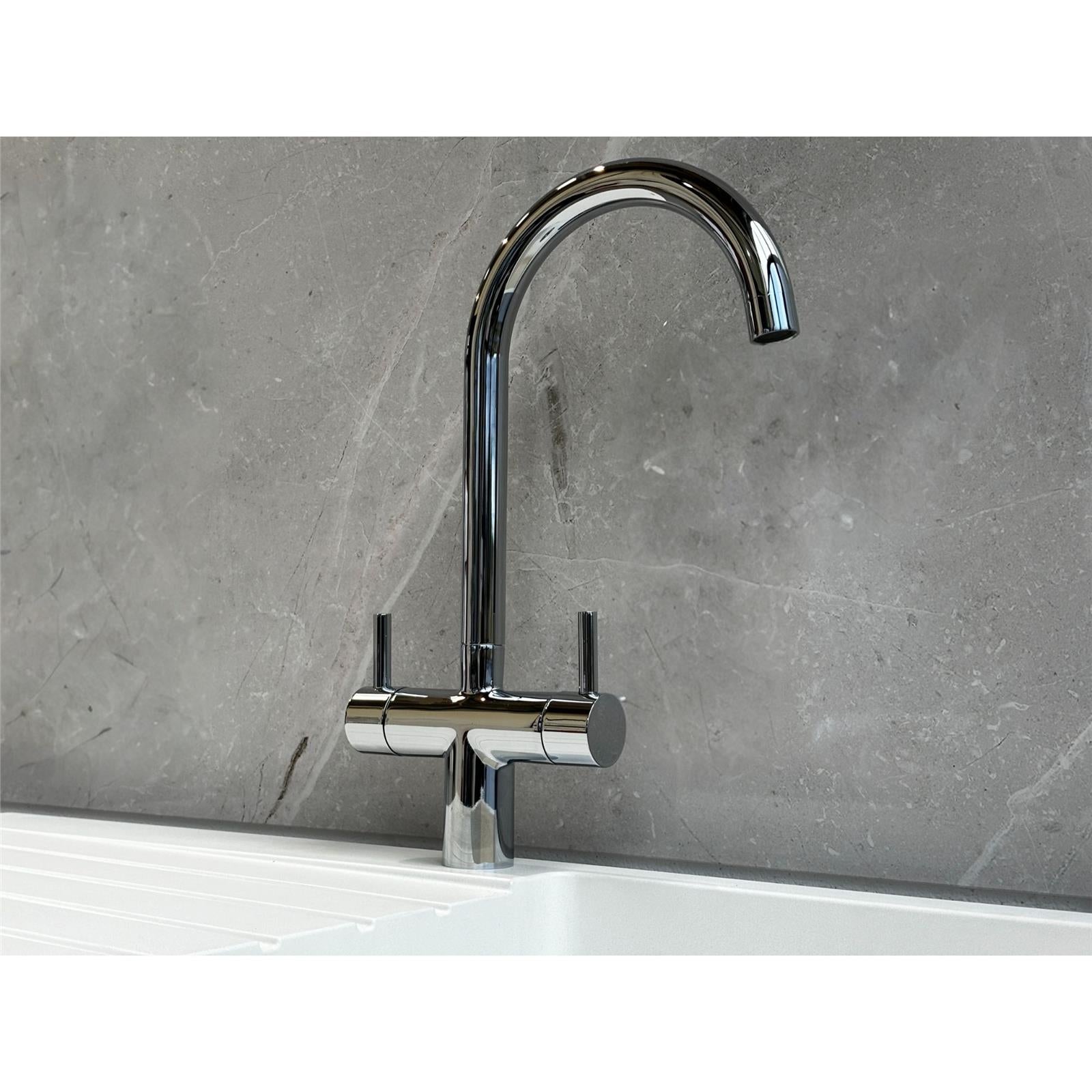 Liquida EUL10SS 1.0 Bowl Reversible Stainless Steel Kitchen Sink & W03CH Tap
