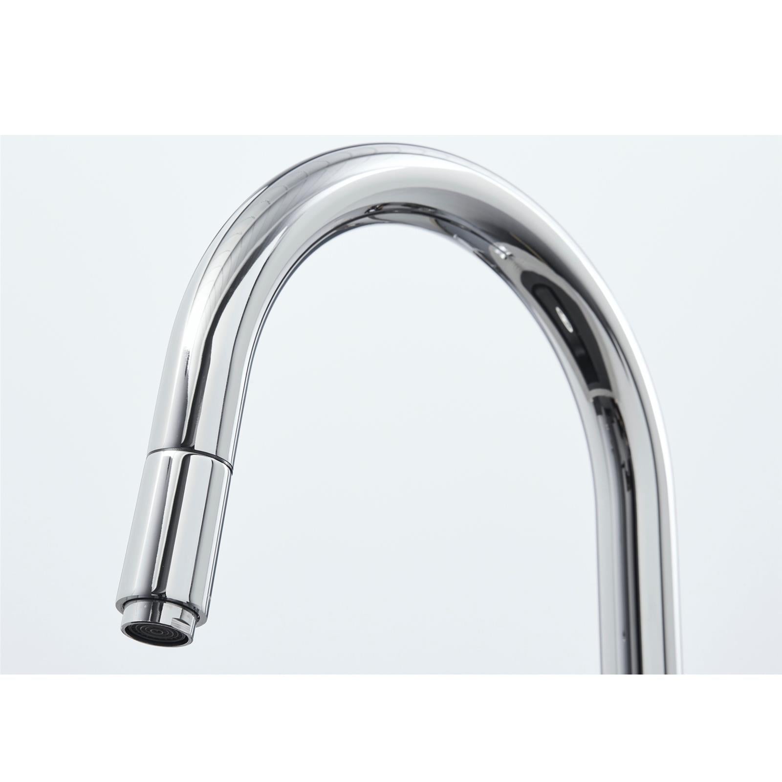 W04CH Twin Lever Kitchen Sink Mixer Tap With Pull Out Spray In Chrome
