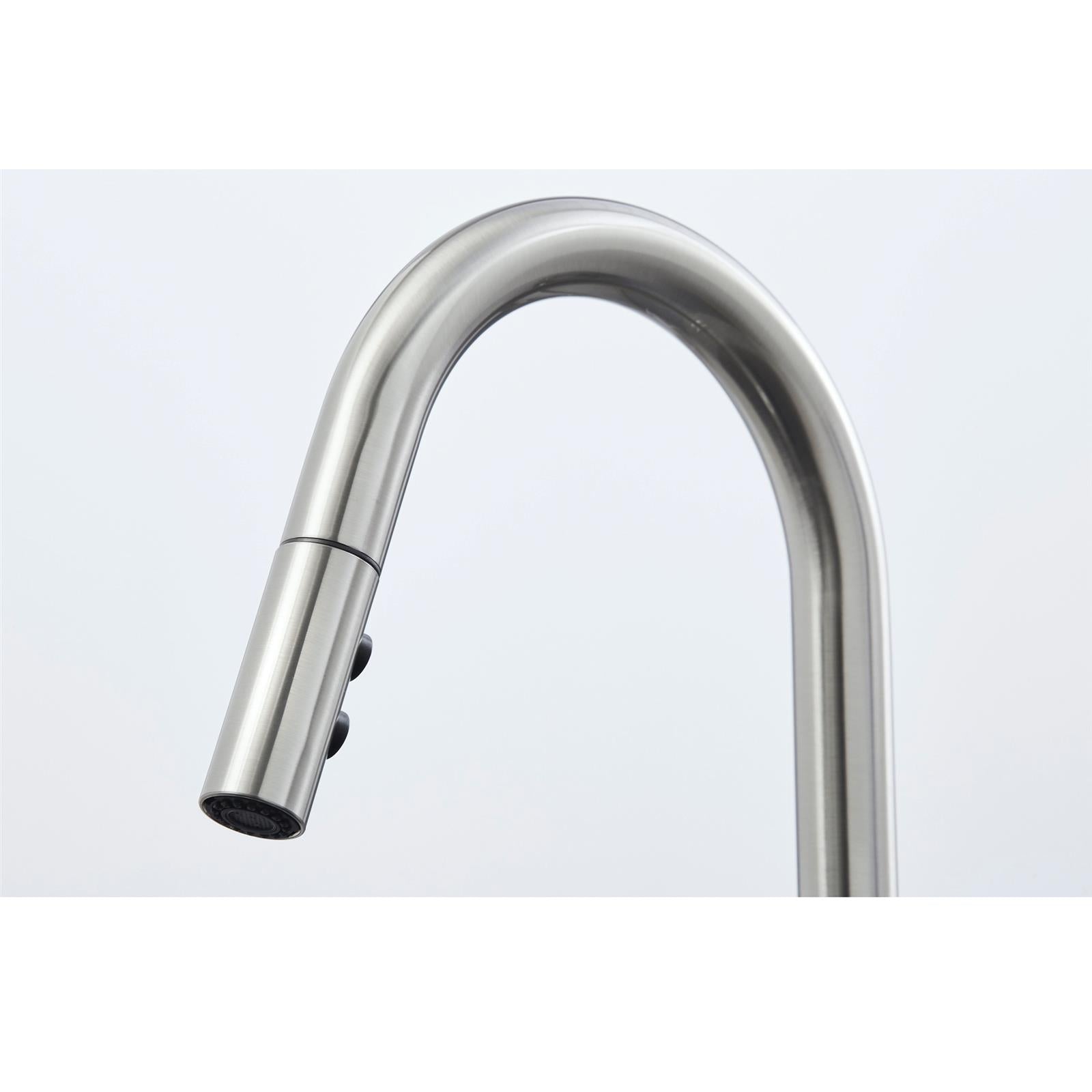 Liquida W04BN Twin Lever Brushed Nickel Kitchen Mixer Tap With Pull Out Spray