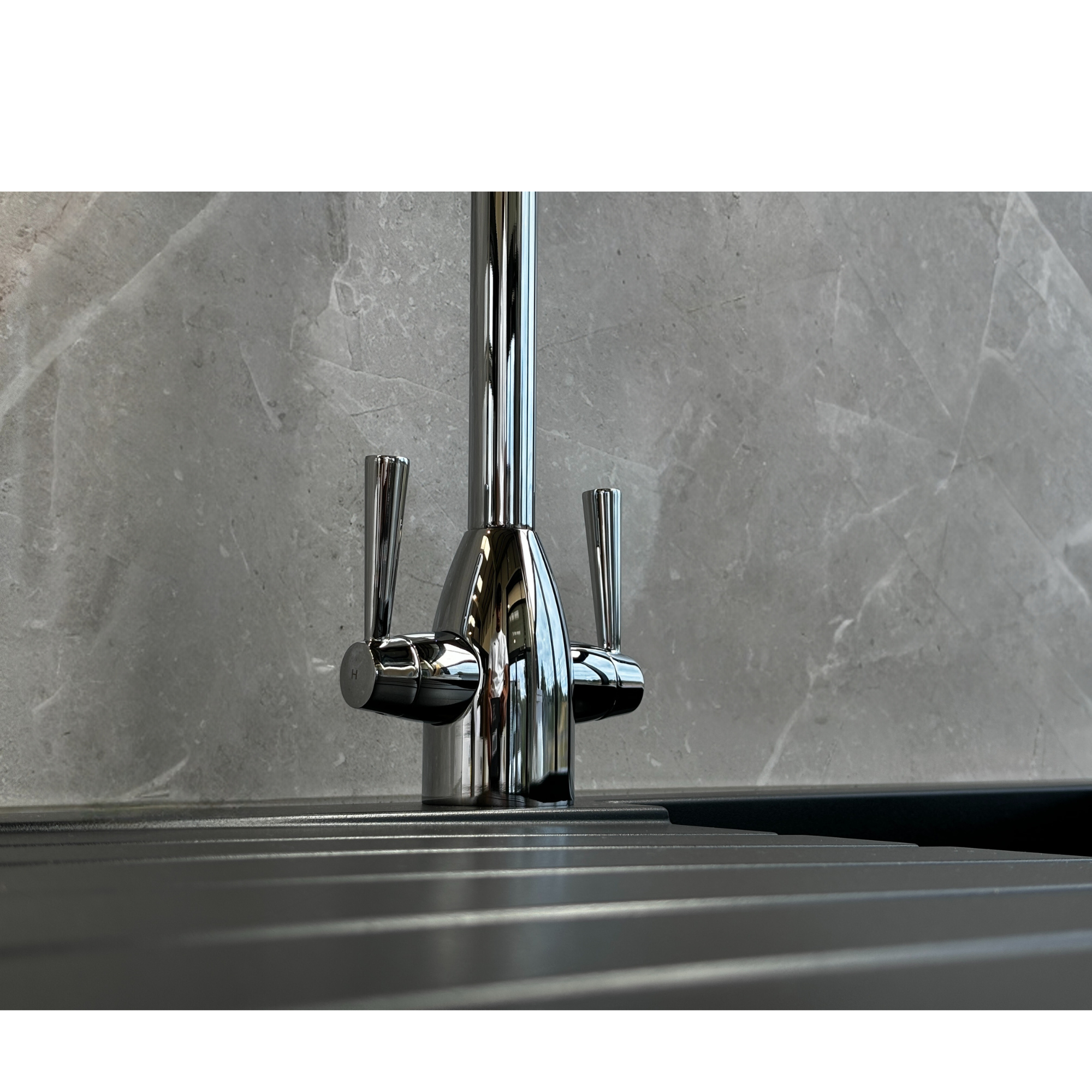 Liquida W05CH Swan Neck Twin Lever Swivel Spout Chrome Kitchen Mixer Tap