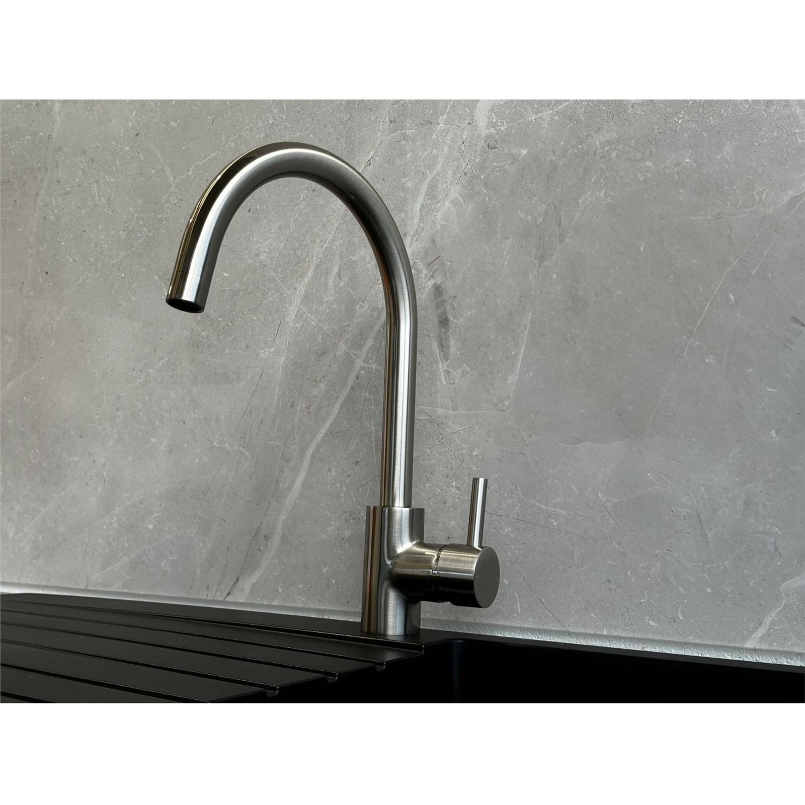 Liquida W06BN Swan Neck Single Lever Monobloc Brushed Nickel Kitchen Mixer Tap