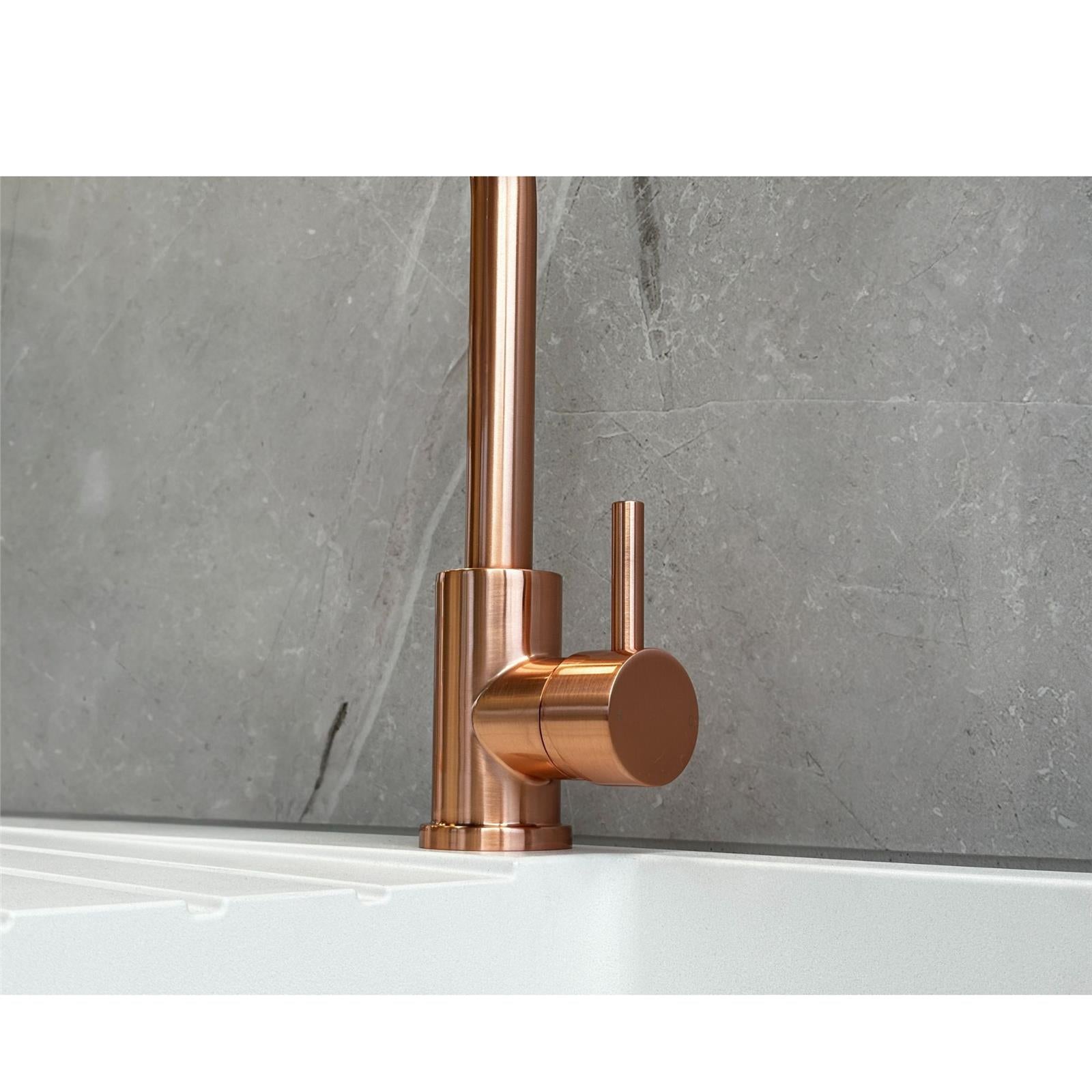 Liquida W06CP Swan Neck Monobloc Single Lever Copper Kitchen Mixer Tap