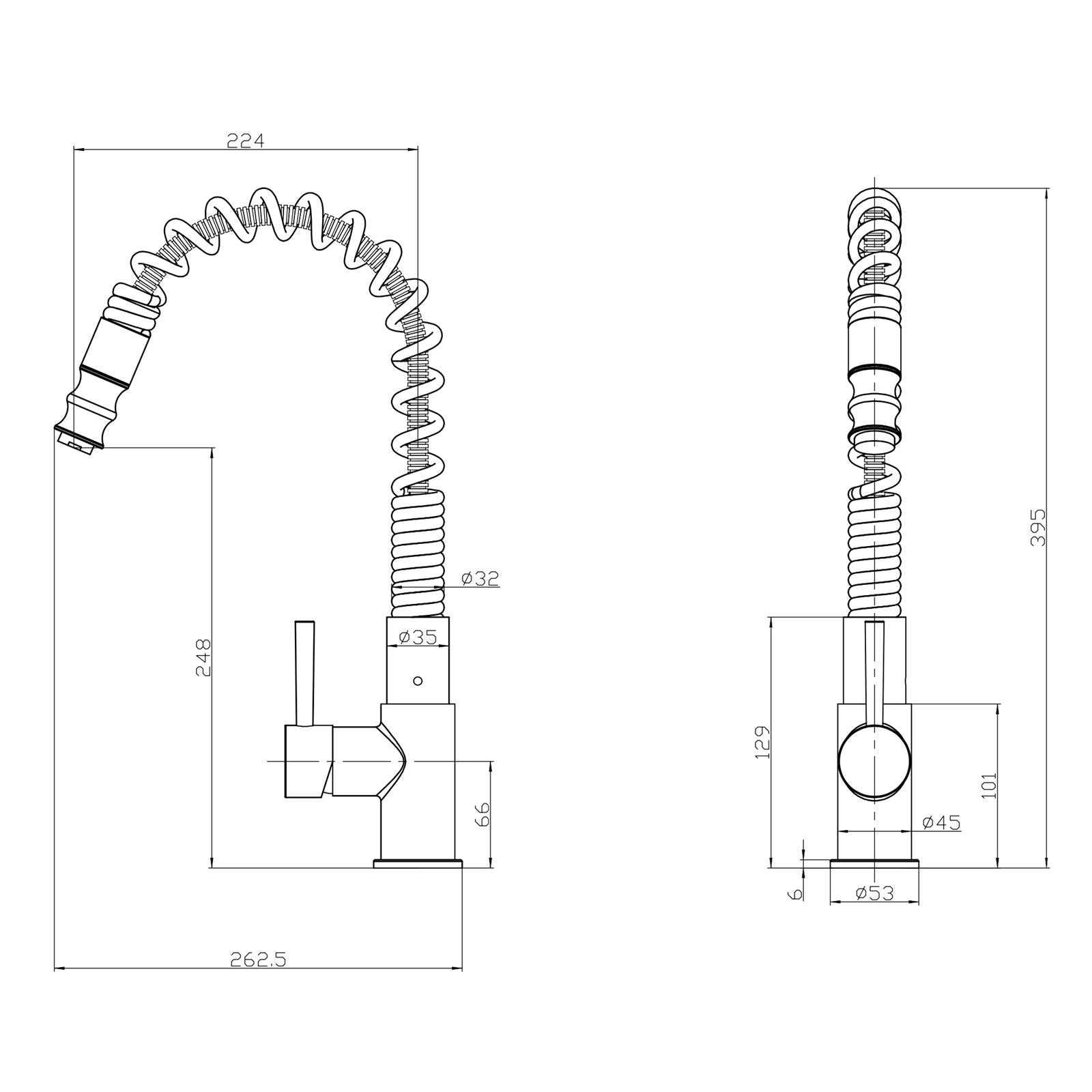 Liquida W07BL 360 Degree Swivel Spout Dual Handle Traditional Black Kitchen Tap