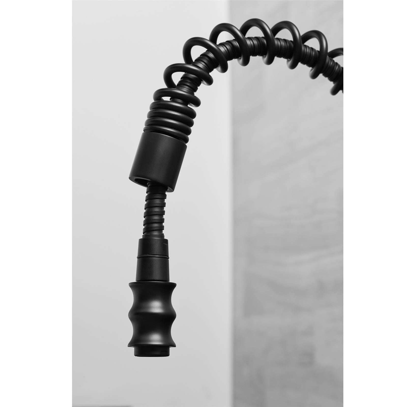 Liquida W07BL 360 Degree Swivel Spout Dual Handle Traditional Black Kitchen Tap