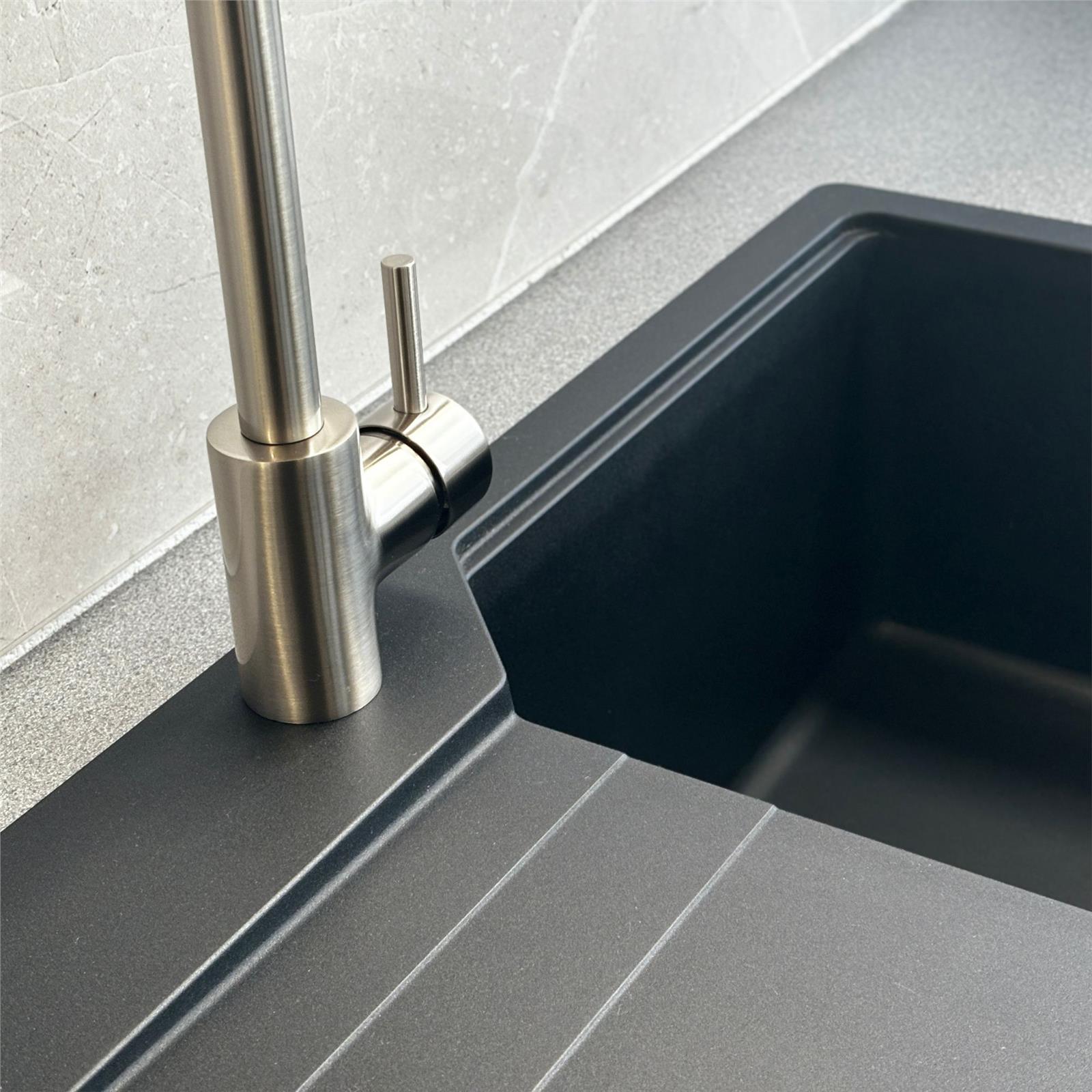 Liquida W10BN D-Shape Monobloc Single Lever Brushed Nickel Kitchen Mixer Tap