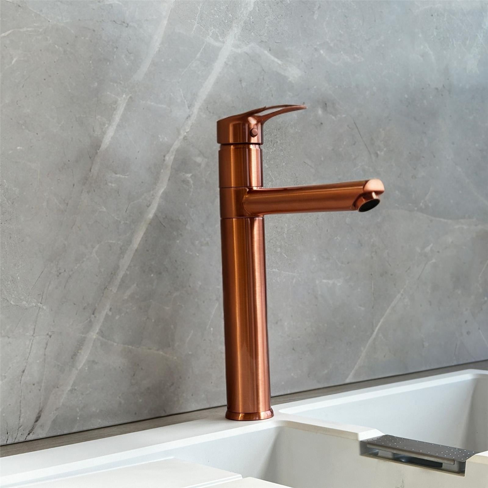 Liquida W16CP Single Lever 360 Degree Swivel Spout Copper Kitchen Tap