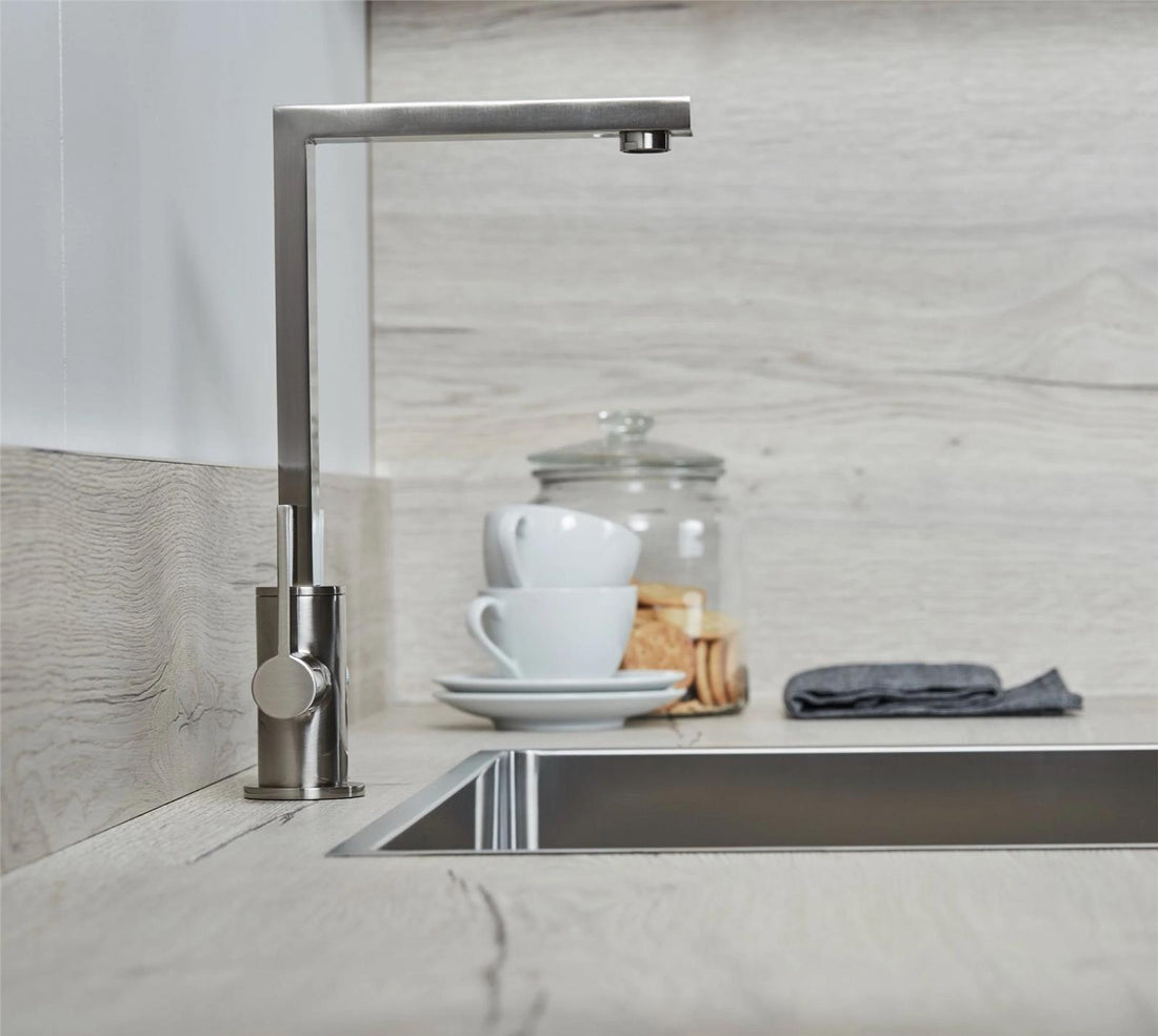 Liquida W17BN Twin Lever 360 Degree Swivel Spout Brushed Nickel Kitchen Tap